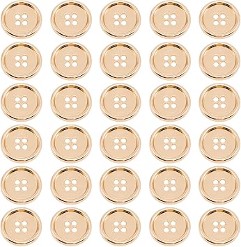 30Pcs 3/4" Gold Metal Sewing Buttons, 20mm 4-Hole Button
