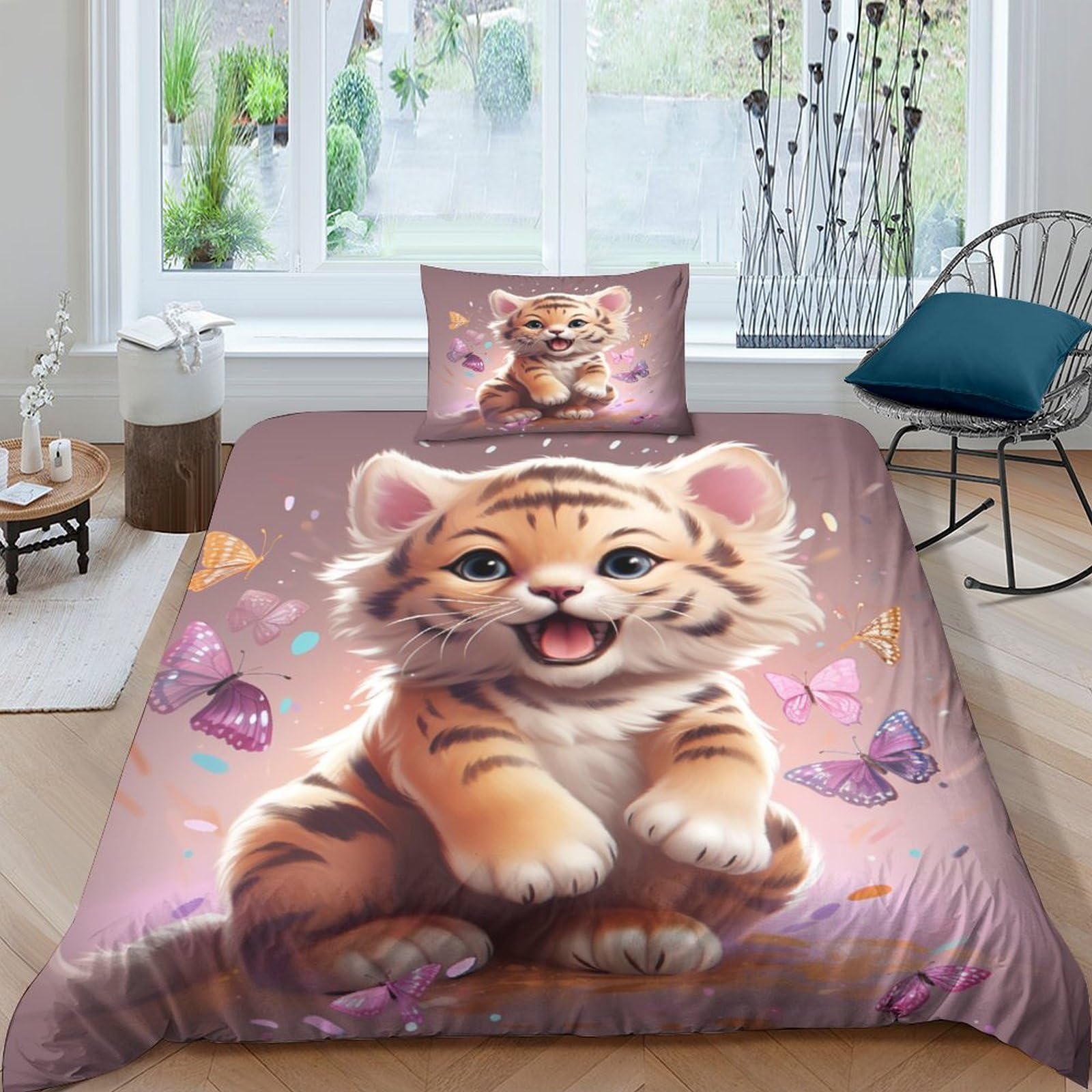 Housse de couette tigre 3D pour chambre d'enfant et adolescent