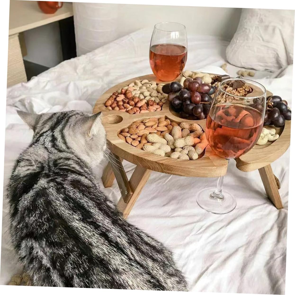 GALPADA Outdoor Folding Table Low Camping Picnic Table Chairs Portable Wine Stand