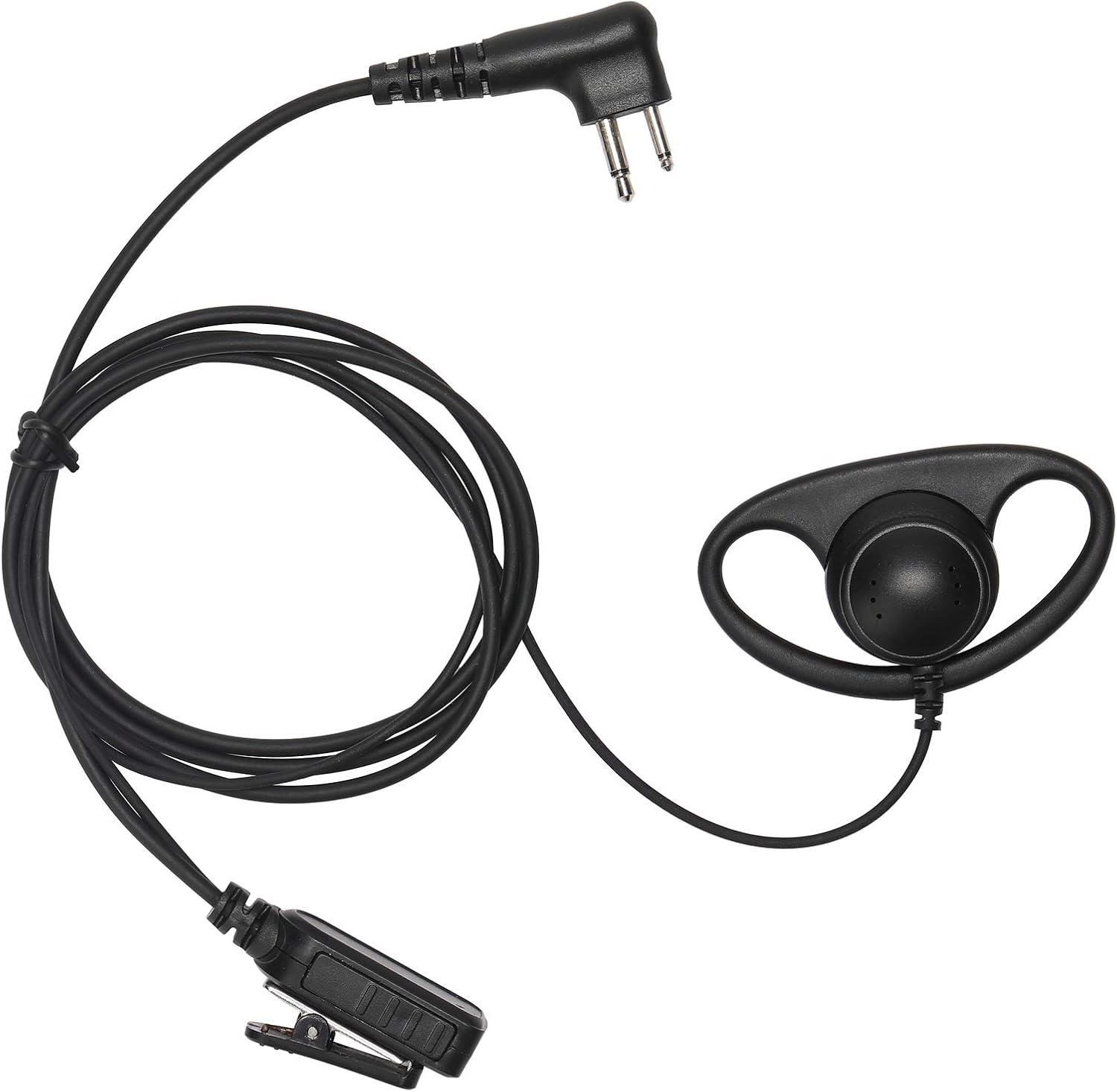 CLS1410 CLS1110 Earpiece Compatible with Motorola Radio CP200 GP300 GP2000 Walkie Talkie with PTT Mic 2 Pin Headset Single-Wire Surveillance Kit (D-Shaped, 2 PCS)