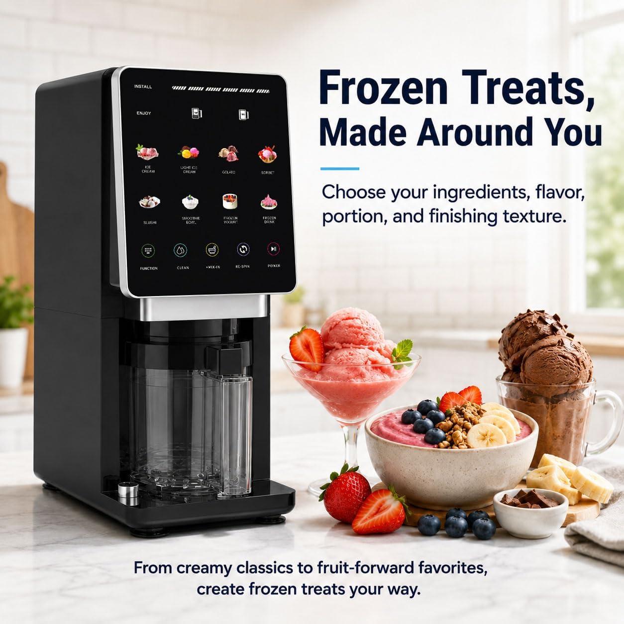10-in-1 Ice Cream Maker, 1 x 20 oz Container, Mix-In, Re-Spin, Family Use