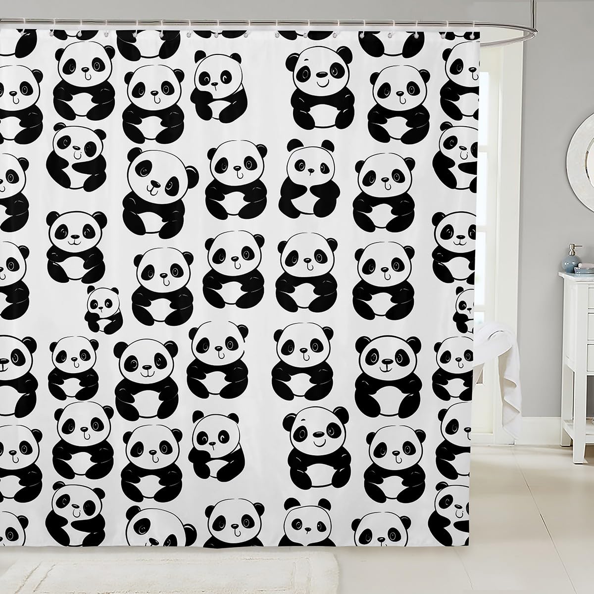 Panda Bear Shower Curtain Set - Waterproof, 72x72 Inch, Giant Panda Design for Bathroom Stalls &amp; Bathtubs