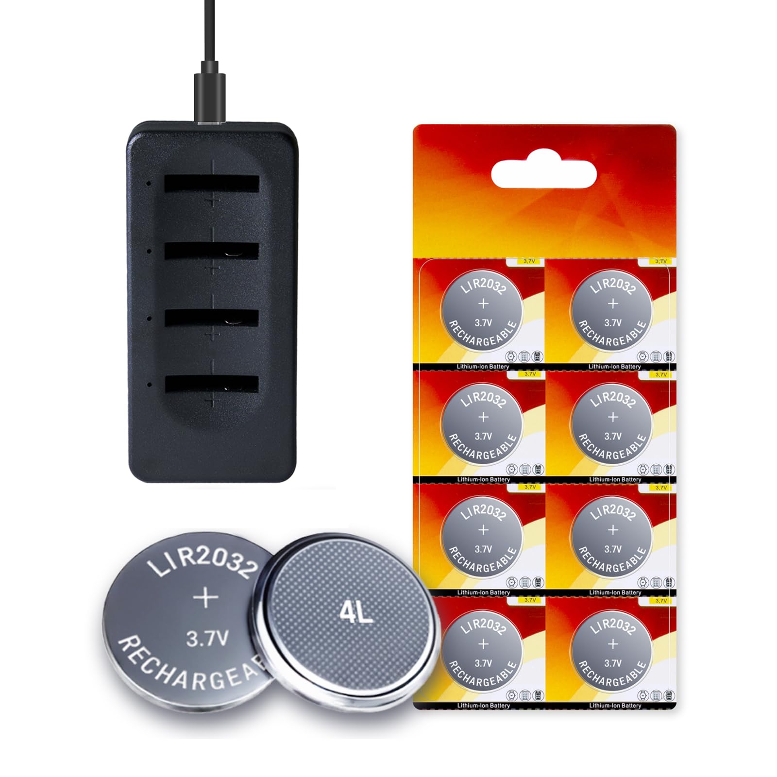 JOXIYECLTL 2032 Rechargeable Battery LIR2032 Replace CR2032 ML2032 3.7V Lithium Coin Battery(8 Pack)