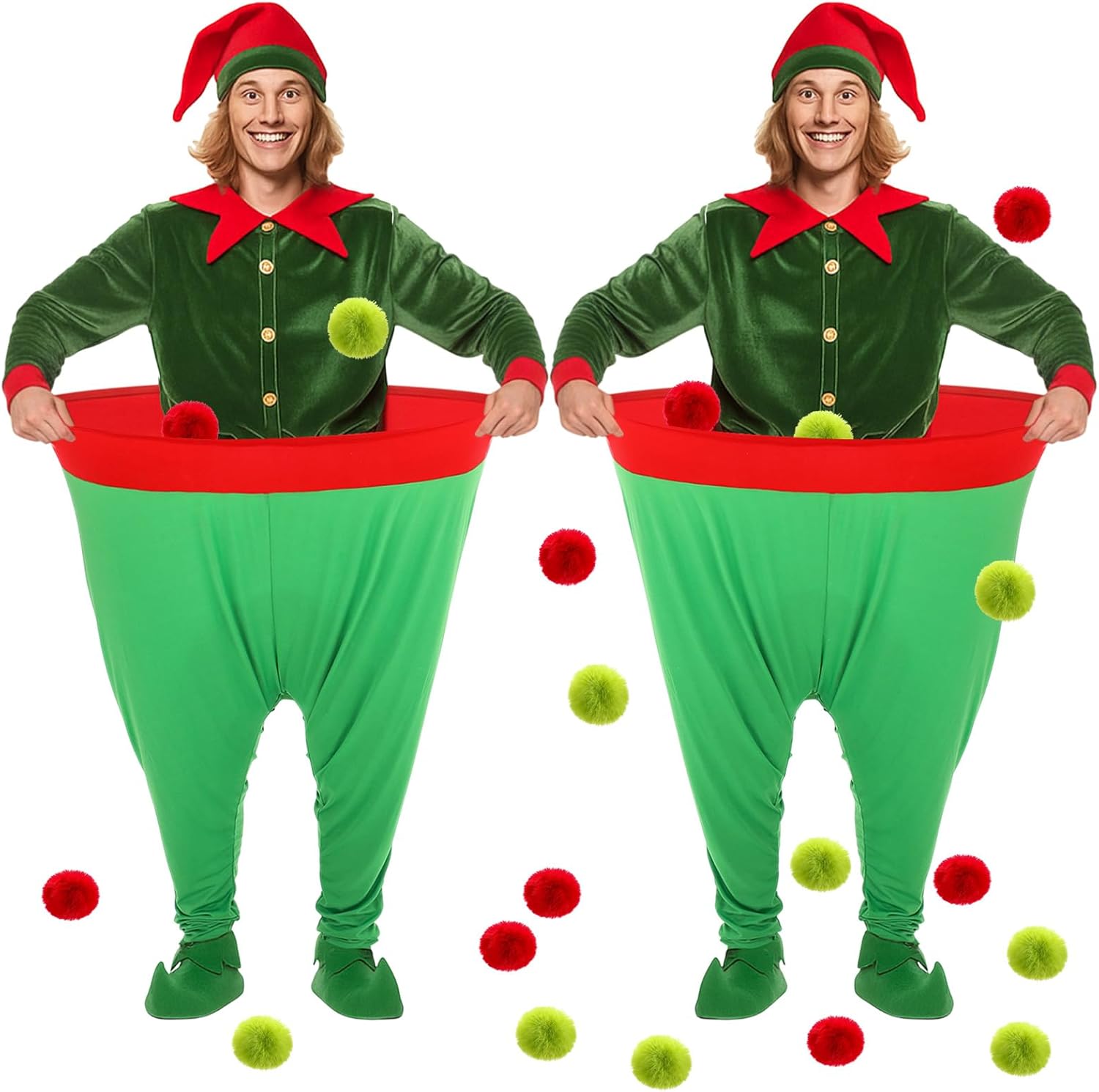 Soulchen 2 Set St. Patrick's Day Games for Adults Green Shamrocks Granny Pant Fight Fur Ball Game, Funny Granny Pant Toss Activity Set with Artificial Rabbit Fur Ball for Irish Party