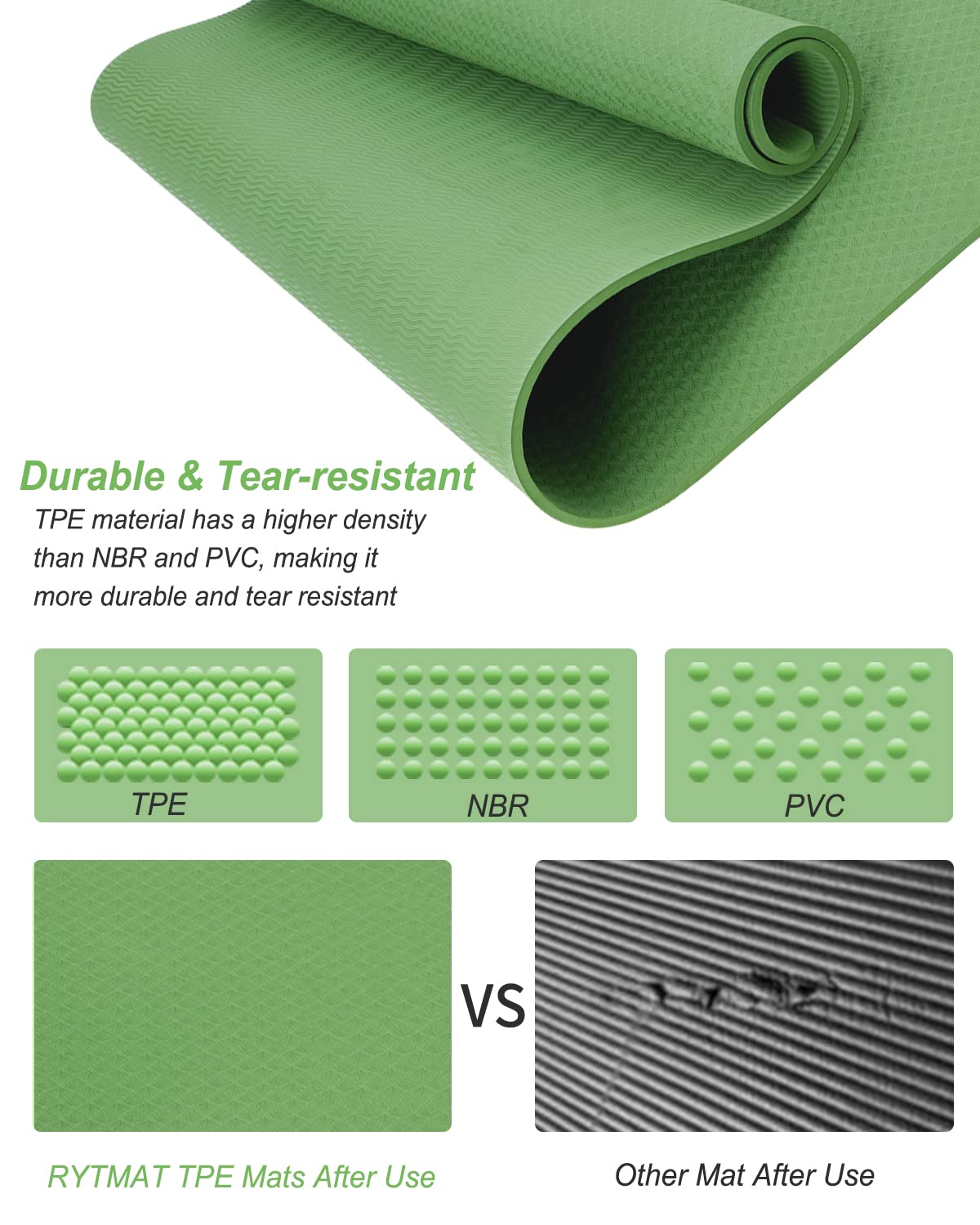 Yogamatte 195×90cm TPE Fitnessmatte Rutschfest Gymnastikmatte | 10mm Dicke, Große, Breit, für Turnen Pilates Sport Yoga