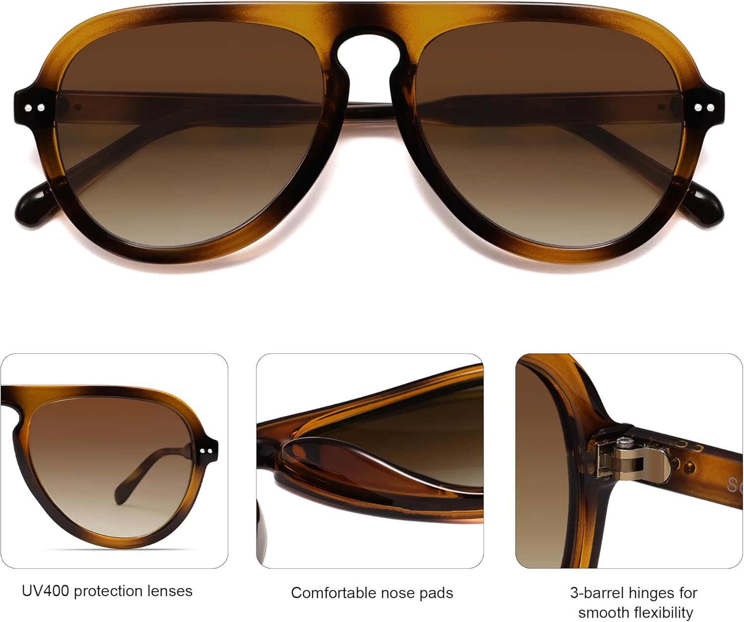 SOJOS Retro Aviator Sunglasses Womens Mens Vintage Plastic Frame Shades Lentes De Sol Para Mujer SJ2255 - Image 4