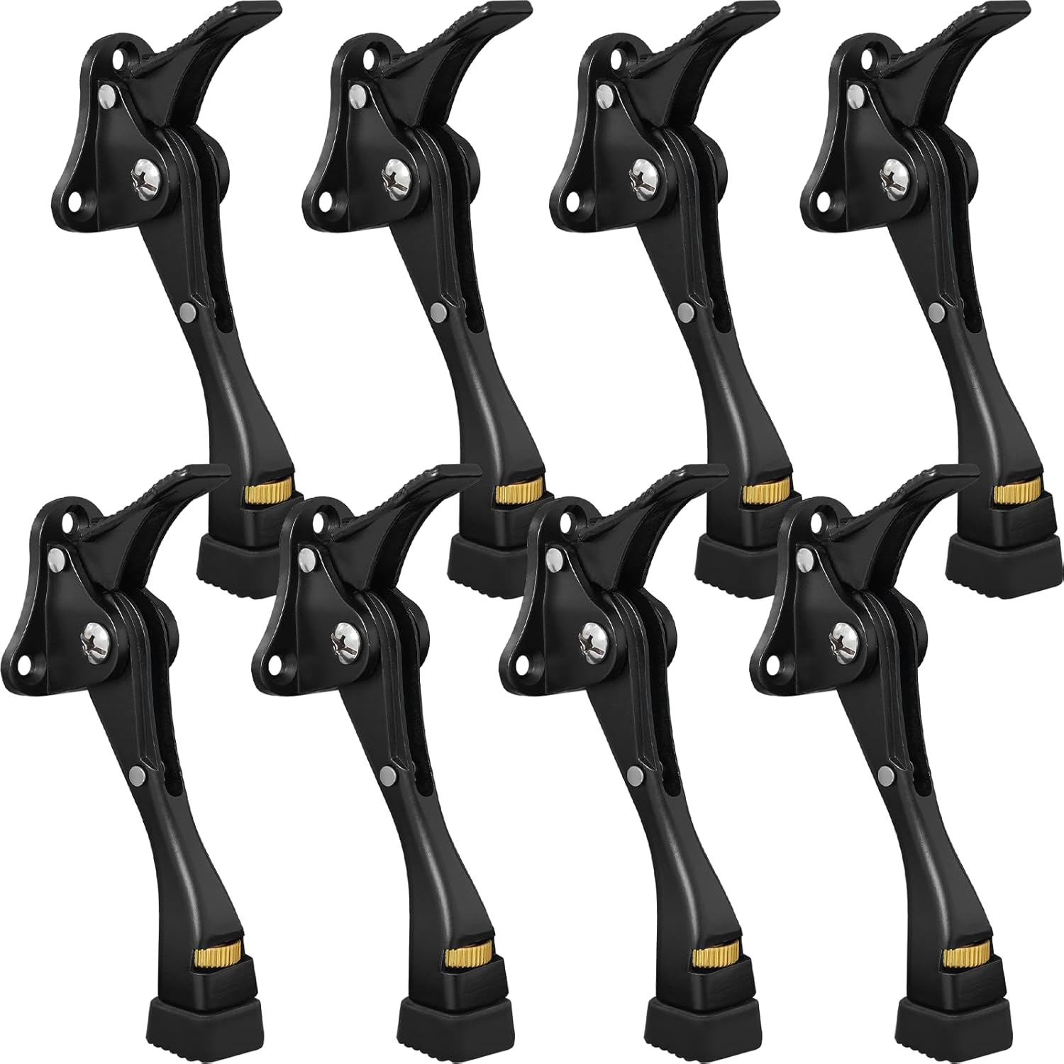 8 Pack Door Stoppers, Heavy Duty Kickdown Door Stopper, Adjustable Door Stop for The Bottom of Door, Aluminum Alloy Metal Door Holder with Rubber Tip to Keep Door Open (Satin Nickel)