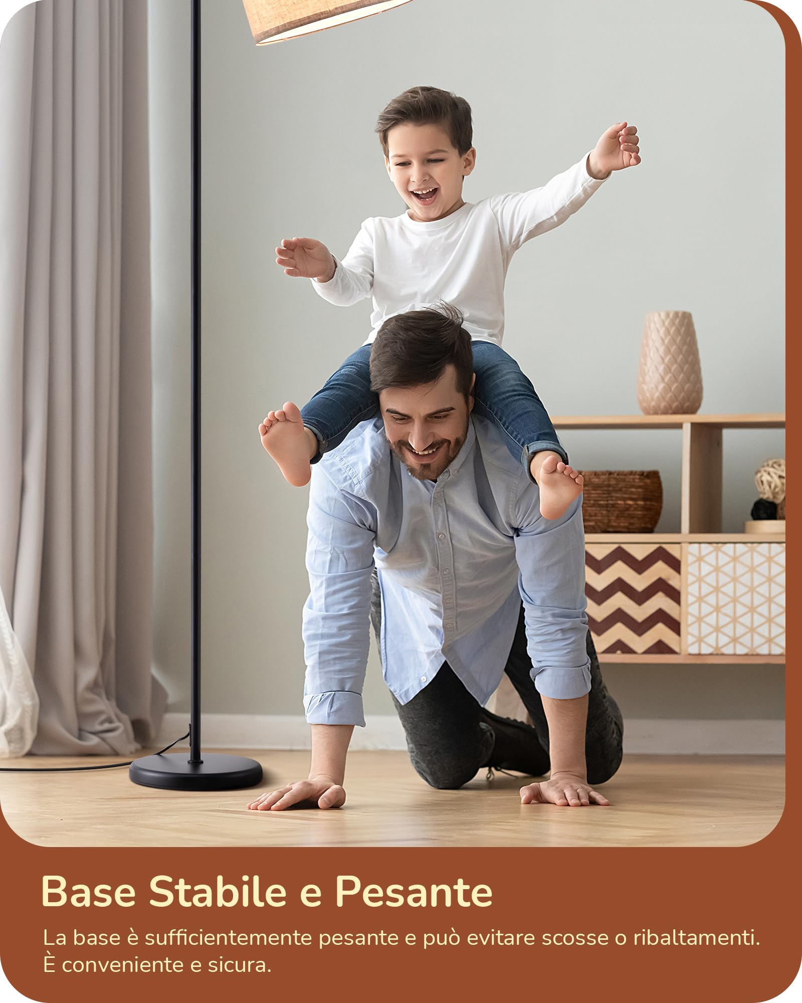 EDISHINE Lampada da Terra per Soggiorno con Paralume in Lino Beige con Angolo Regolabile, Attacco E27, Lampadine Non Incluse, Lampada da Terra in Metallo con Interruttore a Pedale