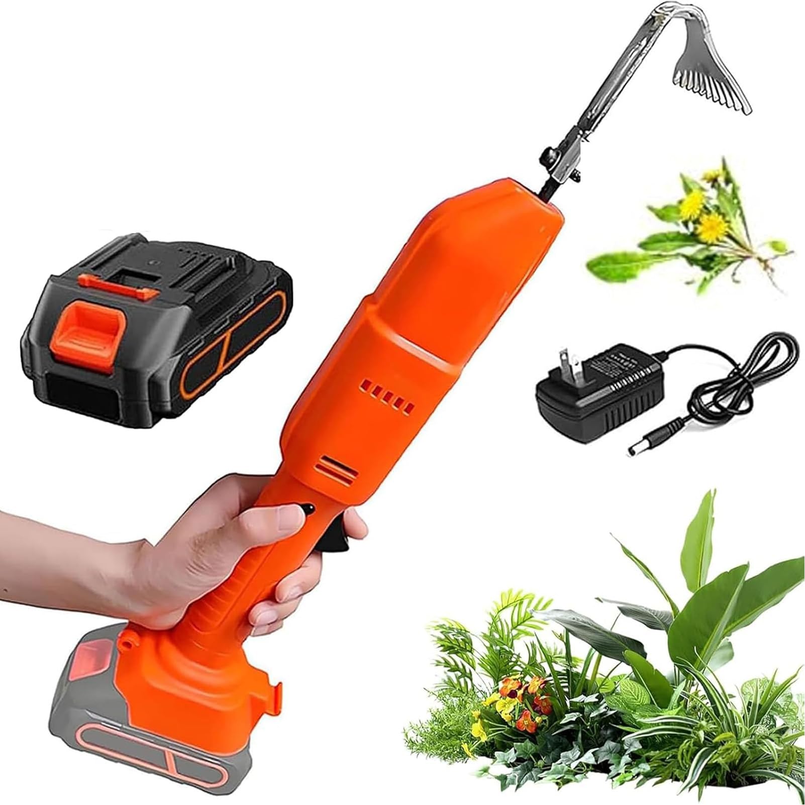 Motobineuse Electrique,Batterie Lithium Rechargeable Et Double Interrupteur Outillage De Jardin avec Profondeur De Travail De 30 Mm pour Ameublir Sol Et DéSherber 1Battery-