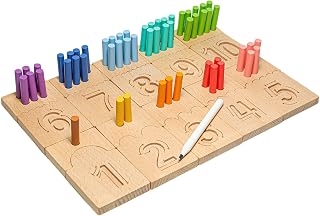 Bimi Boo Wooden Montessori Counting Peg Number Board for Kids - Math Manipulatives for Toddlers Ages 3+ - Preschool Learning Toys for Girls and Boys 3 4 5