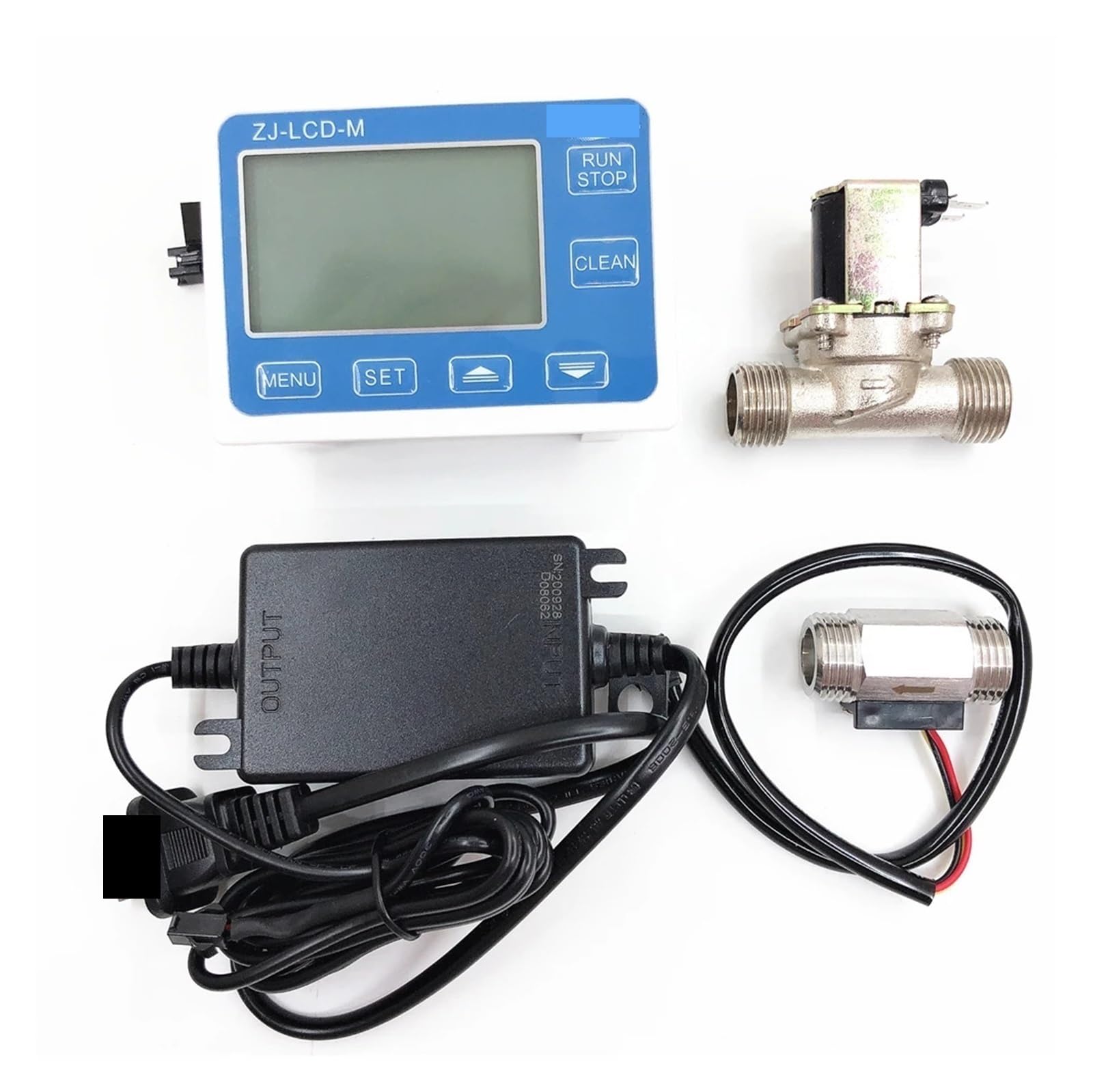 Kontroler ilościowy ZJ-LCD-M miernik + czujnik przepływu 1/2" + zawór + zasilacz do pomiaru wody(Not NTC)