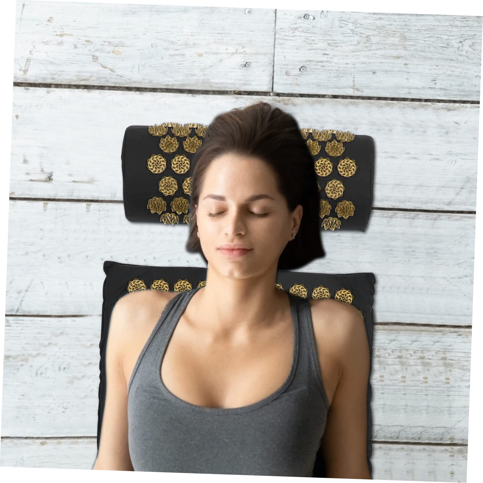 Juego de 2 Piezas de Esterilla de Acupresión con Almohada Masajeadora, Material de Algodón y Abs, Fácil Almacenamiento con Bolsa para Spa y Masaje para Dos