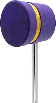Low Boy Lightweight Wood Bass Drum Beater - Versatile Light-Weight Kick Drum Beater with Wood Surface & Aerospace-Grade Steel Rods Purple with Gold Sparkle Stripe, 1-pack