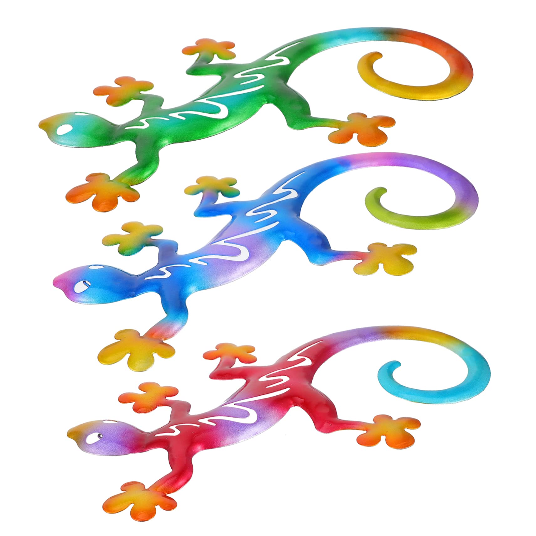 LIFKOME 3pcs Metal Gecko Wall Hanging Wall Art Gecko Decor Glass Pendant Gecko Outdoor Wall Decoration Large Outdoor Statues Outdoor Metal Gecko Home Decor Red Animal Lizard Iron