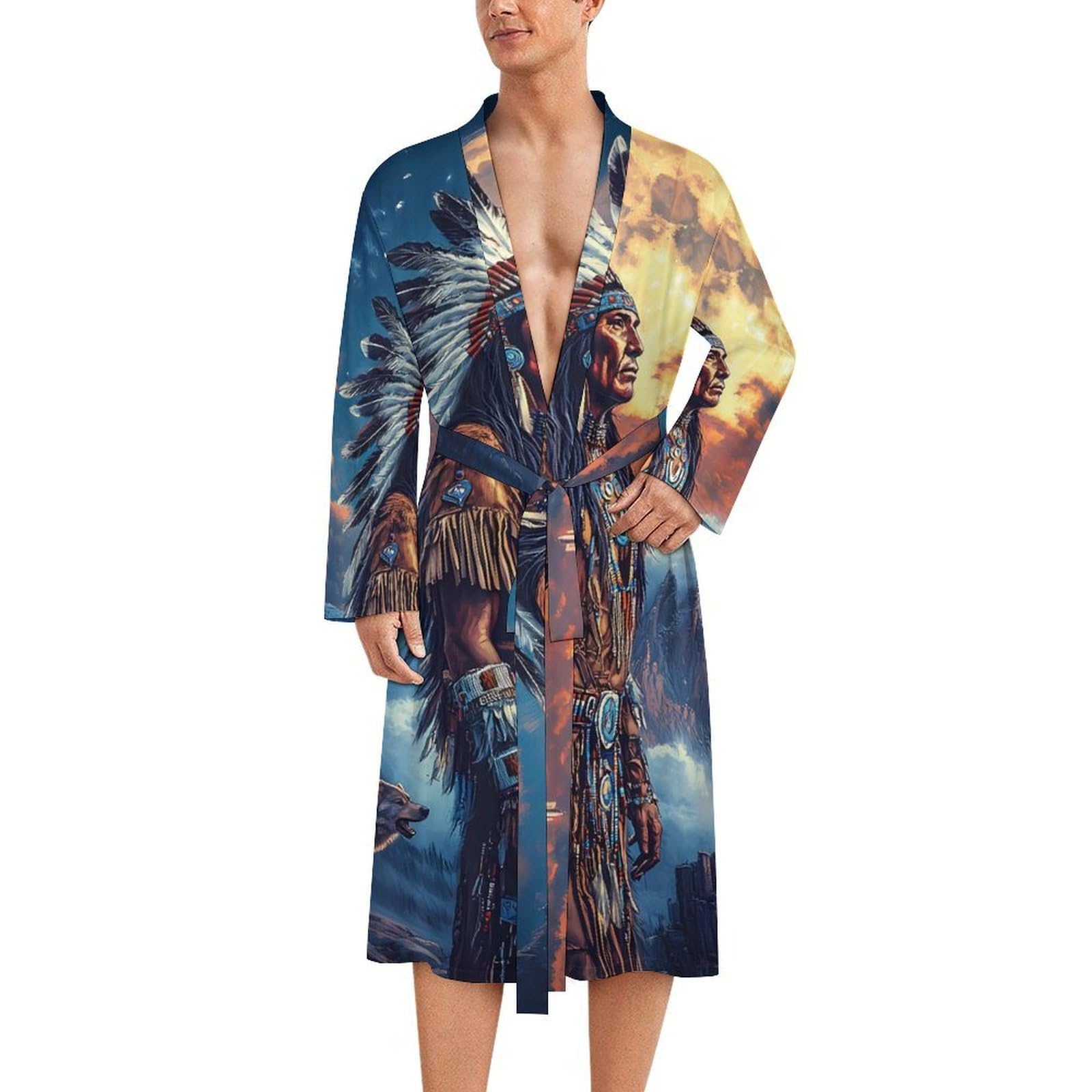 Albornoz de baño para hombre ropa de dormir suave de manga larga ligera 8
