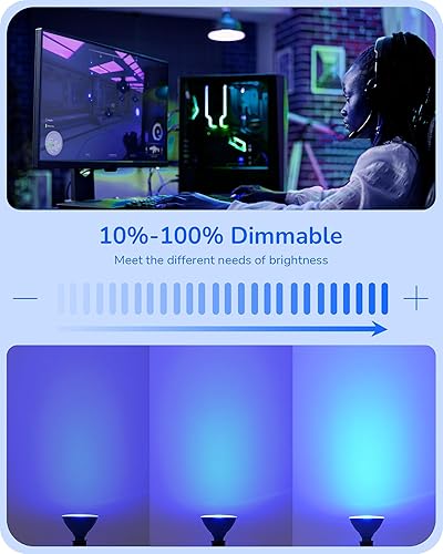 Miniatura 6 de EDISHINE PAR38 Bombilla de luz de inundación azul, bombilla LED azul regulable, 18 W (equivalente incandescente de 120 W), bombilla azul para