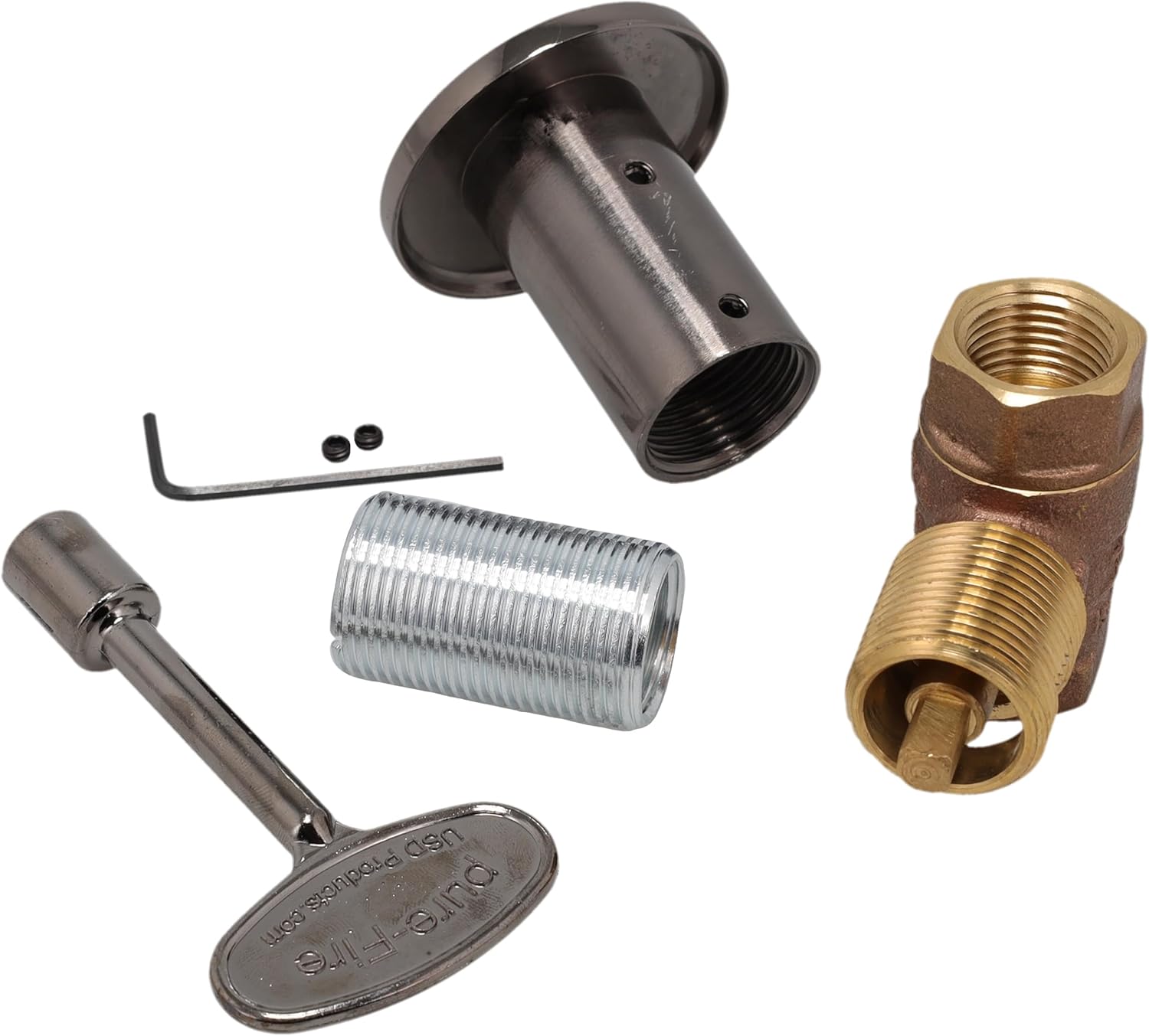 Supplying Demand BVL-2SK-PWT Fireplace Fire Pit | 1/2" IPS Straight Log Lighter Ball Valve with Pewter Plated Cover and Key