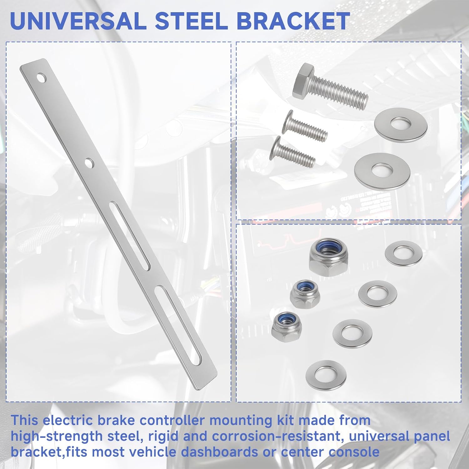 Trailer Brake Controller Mounting Bracket Kit Compatible with Redarc Tow-Pro Elite & Classic Trailer Brake Controller Mounting Kit ebmk-001, Includes Bracket, Screws, Washers,Nuts Accessory