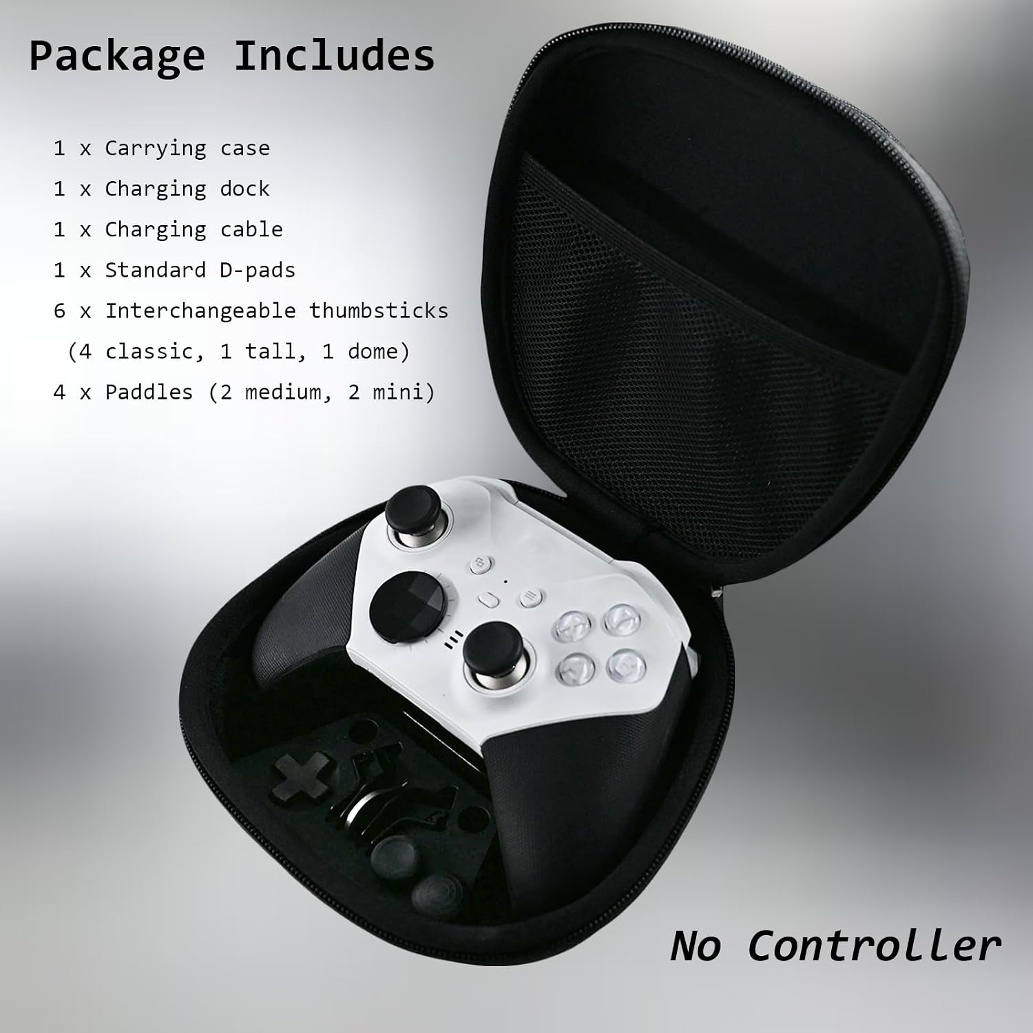 Complete Component Pack Compatible for Xbox Elite Series 2 Controller , Accessories Includes 1 Carrying Case, 1 Charging Dock, 1 Charger Cable, 4 Thumbsticks, 4 Paddles and 1 Adjustment Tool(Black)