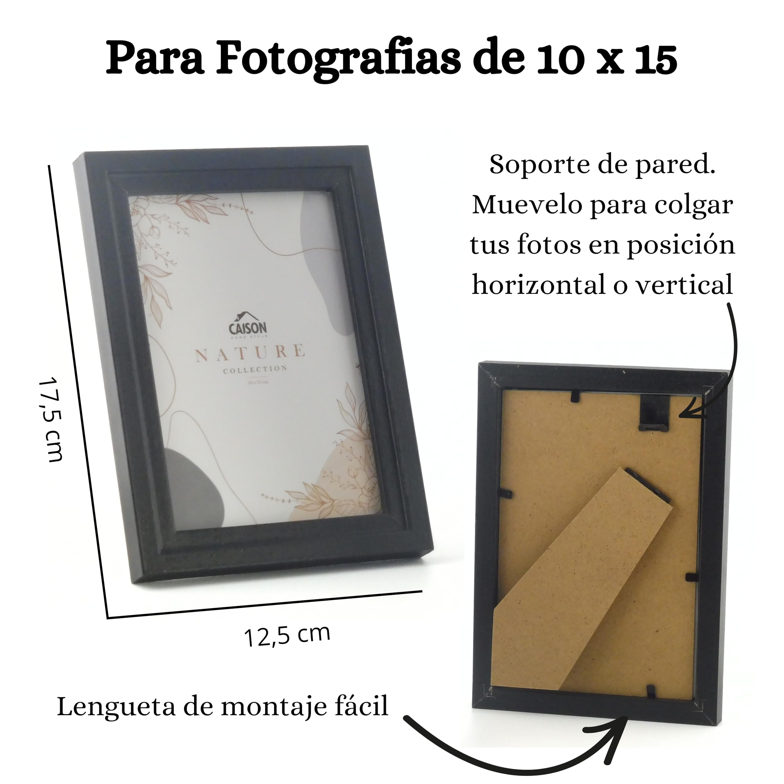 Cornice Portafoto In Legno Nero Con 5 Aperture Per Foto 10x15 - Multiframe Da Tavolo O Parete - UMICAL - 2