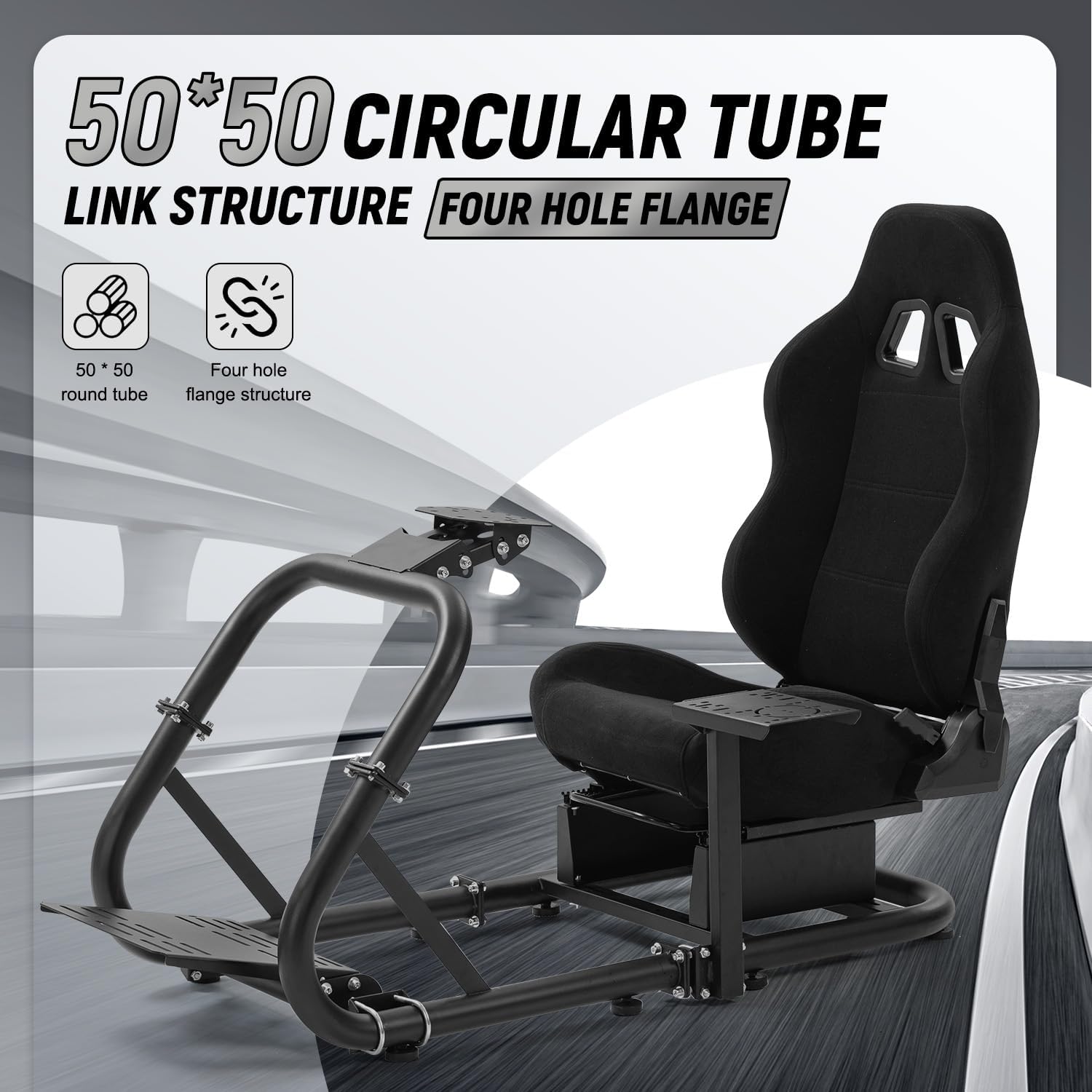 Marada Driving Simulator Cockpit with Seat Pro Steering Wheel Stand fit for Logitech G29 G920 G923, for Thrustmaster T300, for Fanatec, Racing Simulator, Without Wheel Pedal Handbrake Shift