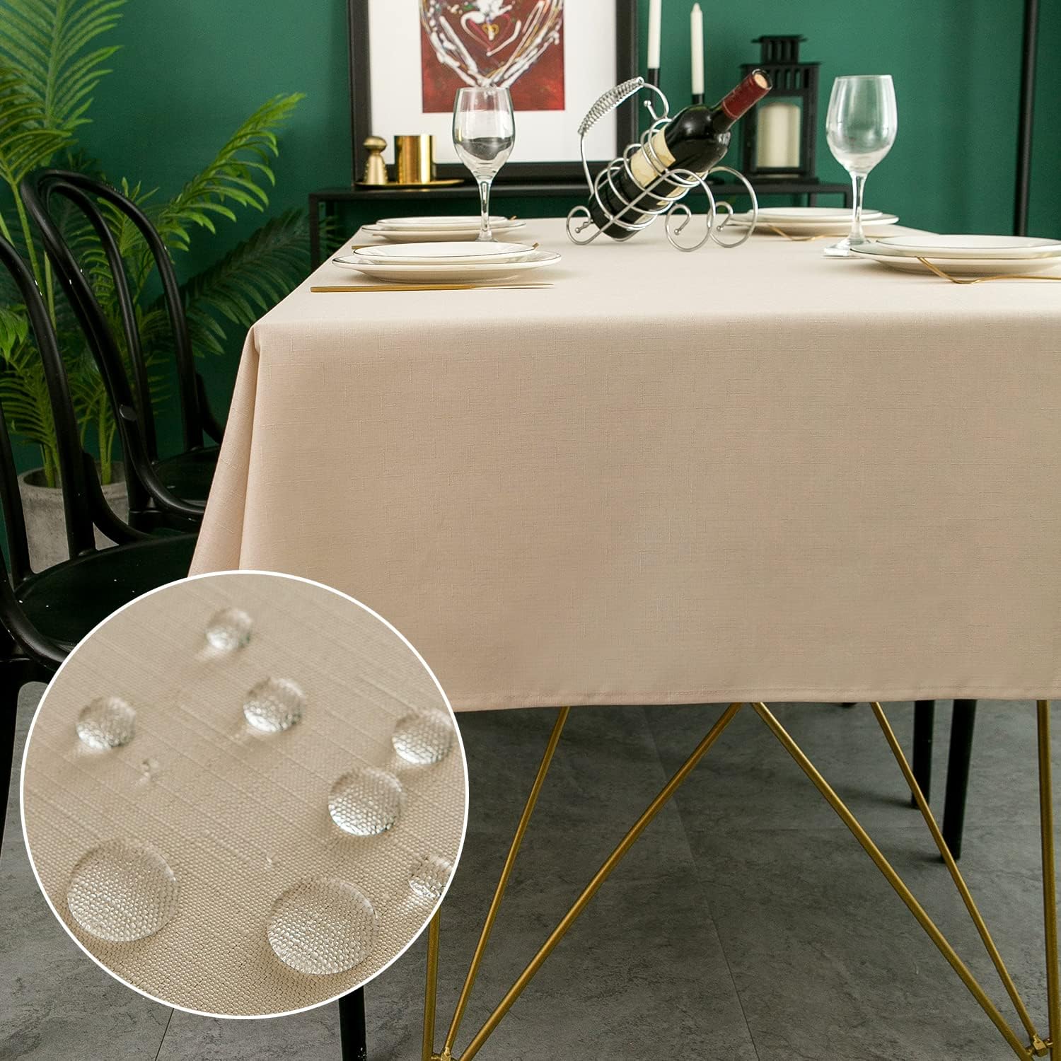 Deconovo Nappe Imperméable avec Effet Lin