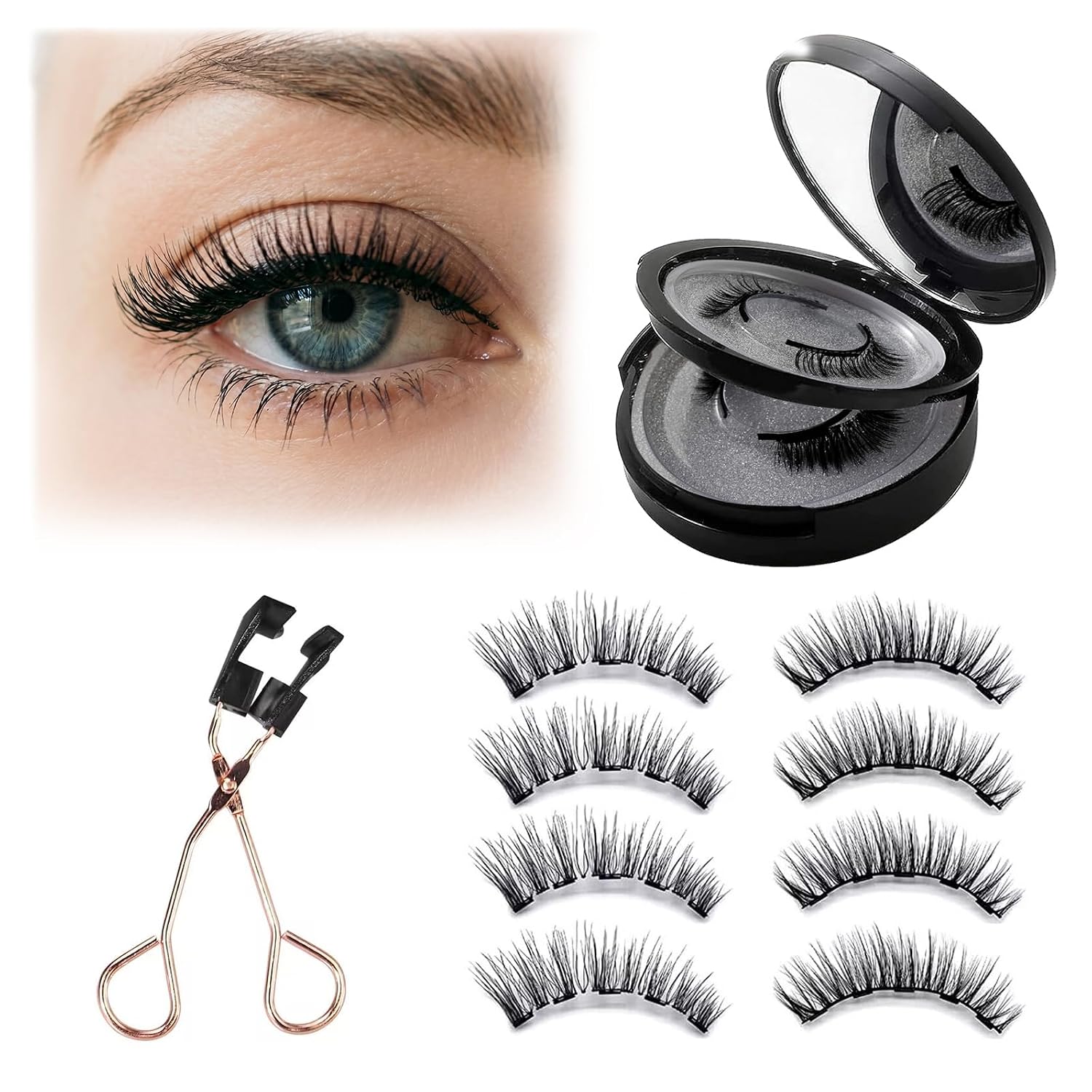 Magnetic Eyelashes, Natural Look False Lashes, Lightweight Reusable