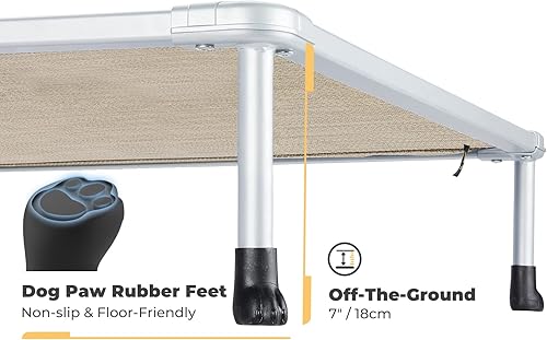 Miniatura 3 de Veehoo - Cama elevada tipo catre para perros grandes, refrescante, a prueba de mordiscos, lavable y con patas antideslizantes, para interiores y