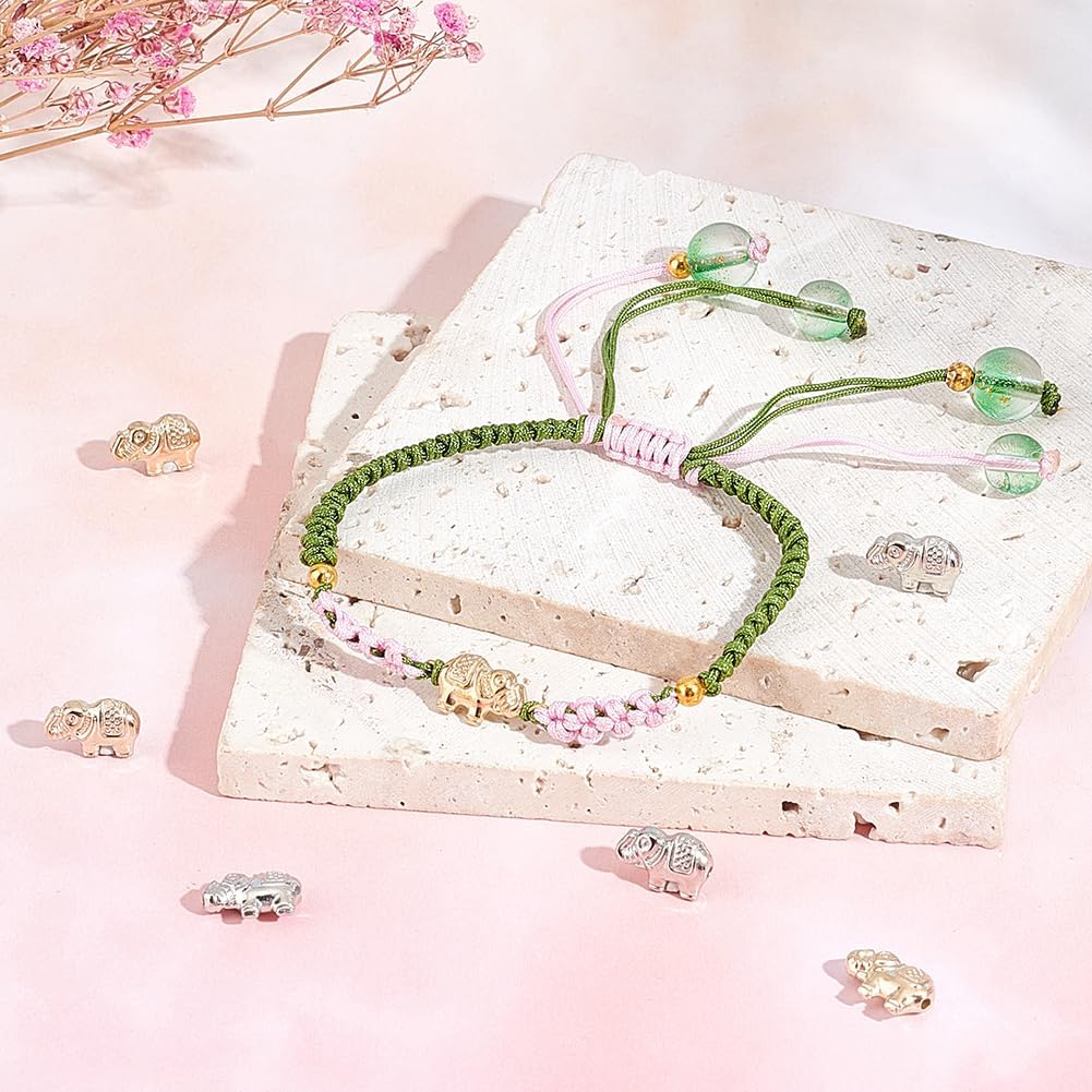 PH PandaHall 200Pcs Animal Spacer Beads, 2 Colors Elephant Charm Beads, Tibetan Carved Charm for Bracelets, Necklace, Anklets, DIY Jewelry Craft Making - Image 4