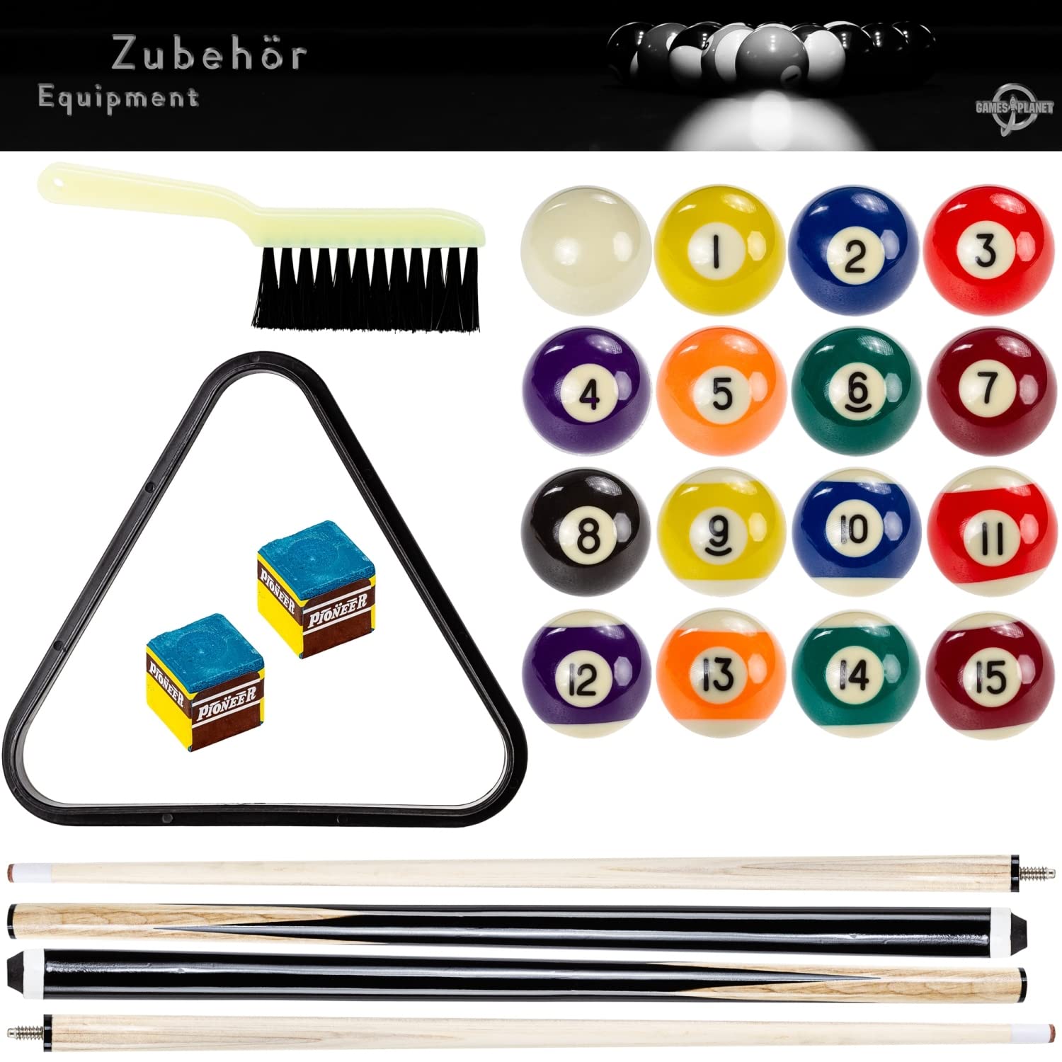 GAMES PLANET 8 ft Billardtisch Premium“ + Zubehör, 9 Farbvarianten, 244x132x82 cm (LxBxH)