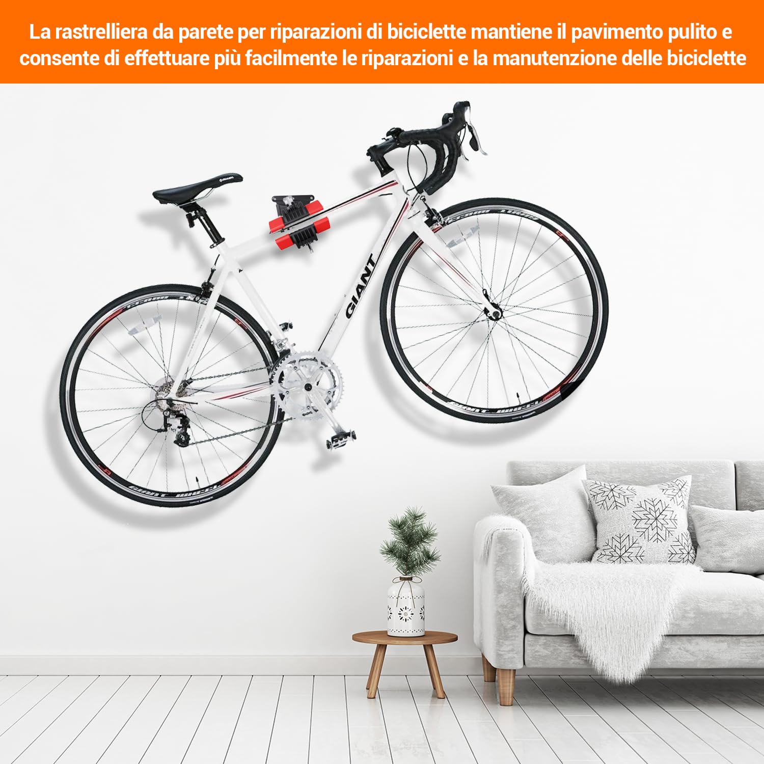 Sportneer Supporto da Parete per Bicicletta, Regolabile, Rimovibile, per Riparazione e Manutenzione, Nero, Plastica e Metallo