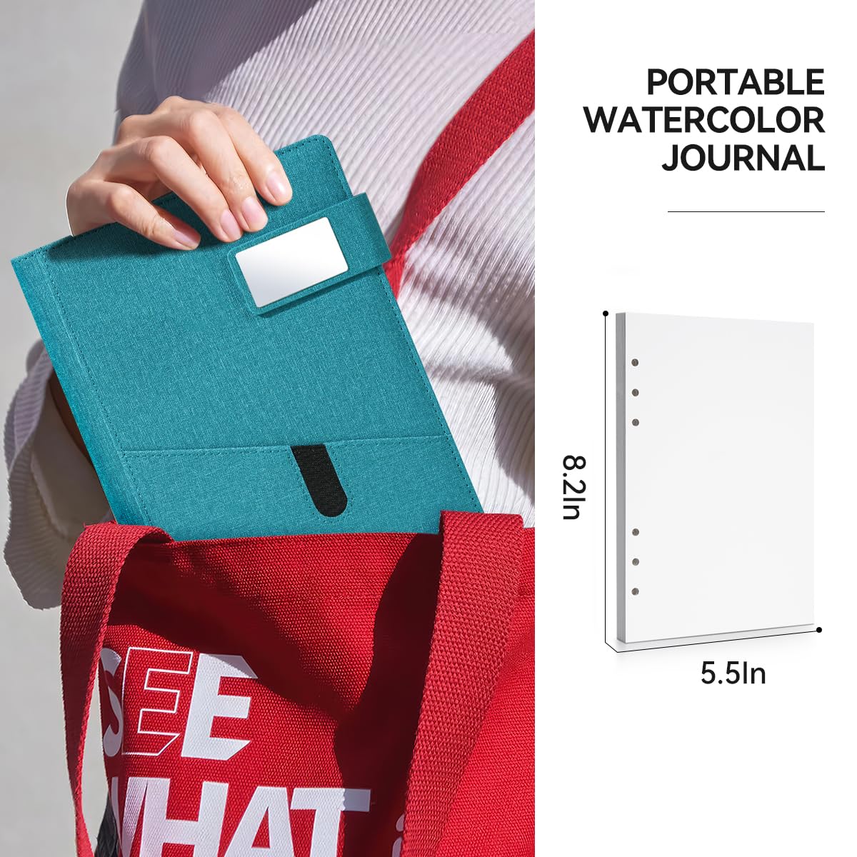 Lightwish Quaderno per schizzi ad acquerello, 100% cotone privo di acidi, 300 g/m², carta per acquerello pressa a caldo per artisti, adulti, studenti, 20 fogli, 23,25 x 16,3 cm (blu panno)