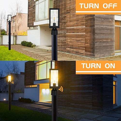 Miniatura 2 de Luz de poste para exteriores del atardecer al amanecer, lámpara de poste con base de montaje en muelle, negro mate, 5 pulgadas, adecuada para