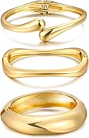 iFYOU Chunky 14K Gold Plated Bangle Bracelets for Women - Stackable Statement Cuffs, Hypoallergenic Trendy Jewelry Set