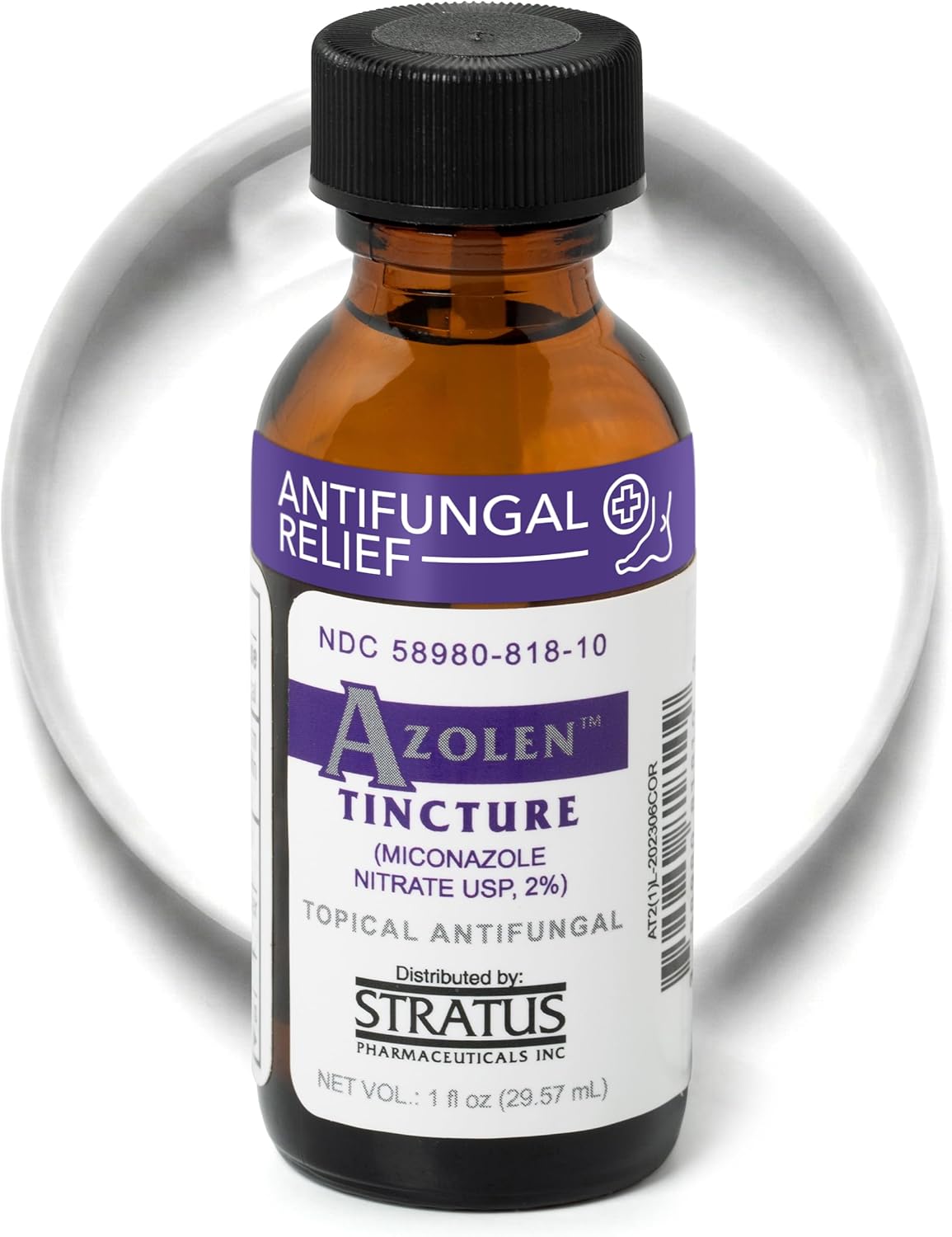 Azolen Tincture, Miconazole Nitrate 2% Liquid, Topical Skin Solution for Athlete's Foot, Itching, Cracking, Burning, Redness, and More, 1 fl oz