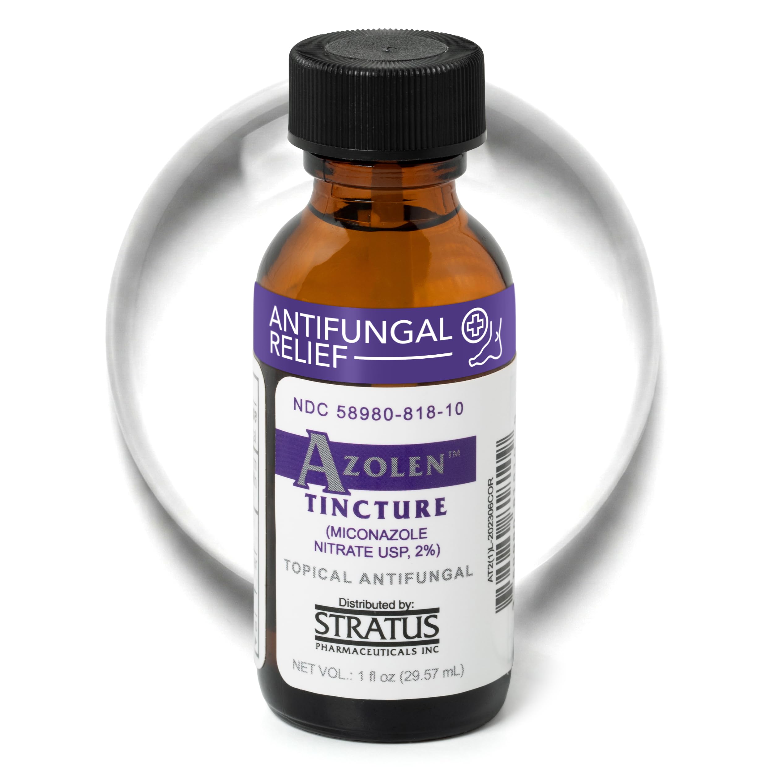 Azolen Tincture, Miconazole Nitrate 2% Liquid, Topical Skin Solution for Athlete's Foot, Itching, Cracking, Burning, Redness, and More, 1 fl oz