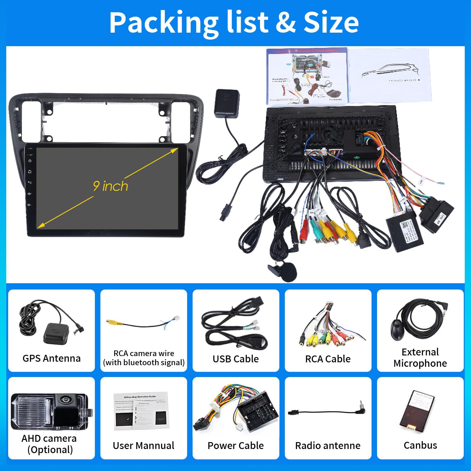 9" HD Android Auto GPS Radio Navigator Carplay Replacement for Skoda Citigo E-Citigo AA NF1 NE1 RCD215 Replacement for VW Load UP 121 122 123 BL1 BL2 BL3 mit GPS Bluetooth FM USB RDS TPMS SWC DAB DVR