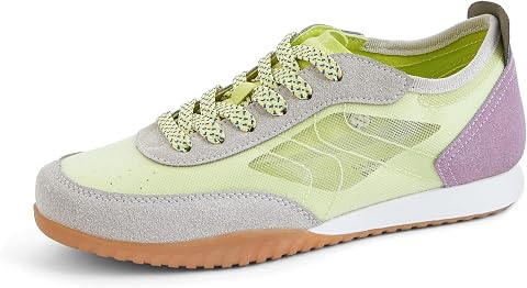 LUCKY STEP Women's Mesh Fashion Sneaker Colorblock Breathable Retro Lace-up Stylish Lifestyle Trendy Casual Walking Shoes