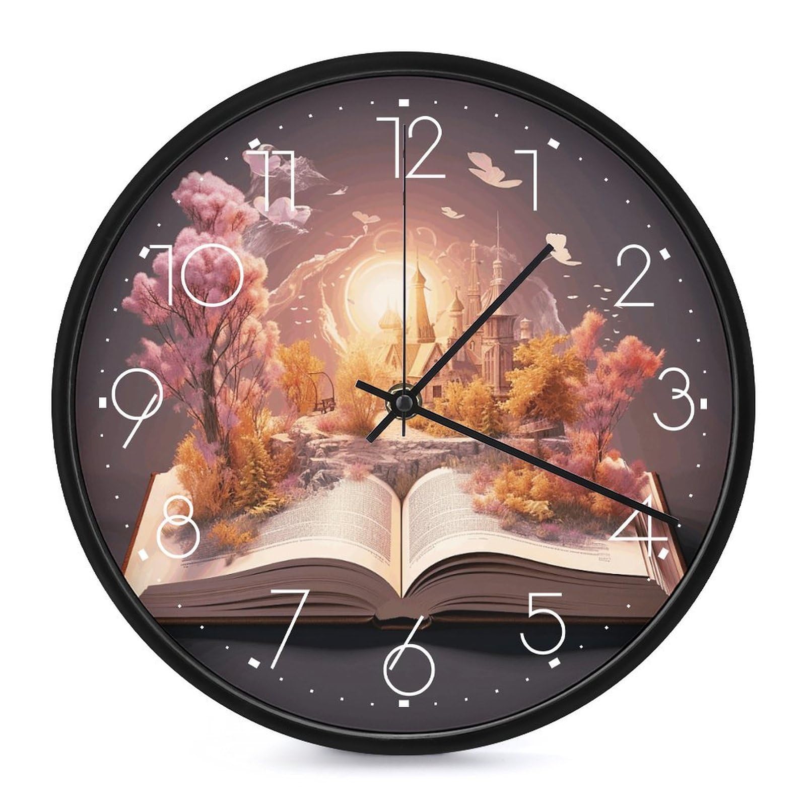 Horloge murale sans tic-tac ronde et blanche pour chambre et bureau