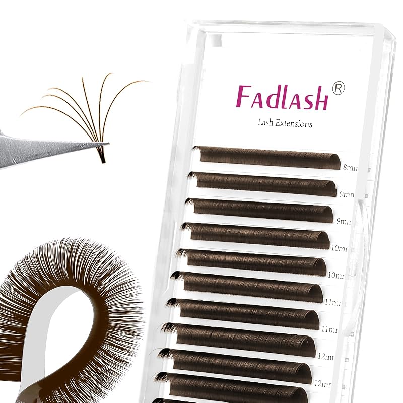 FADLASH Lash Extensions Dark Brown Easy Fan Eyelash Extensions D Curl