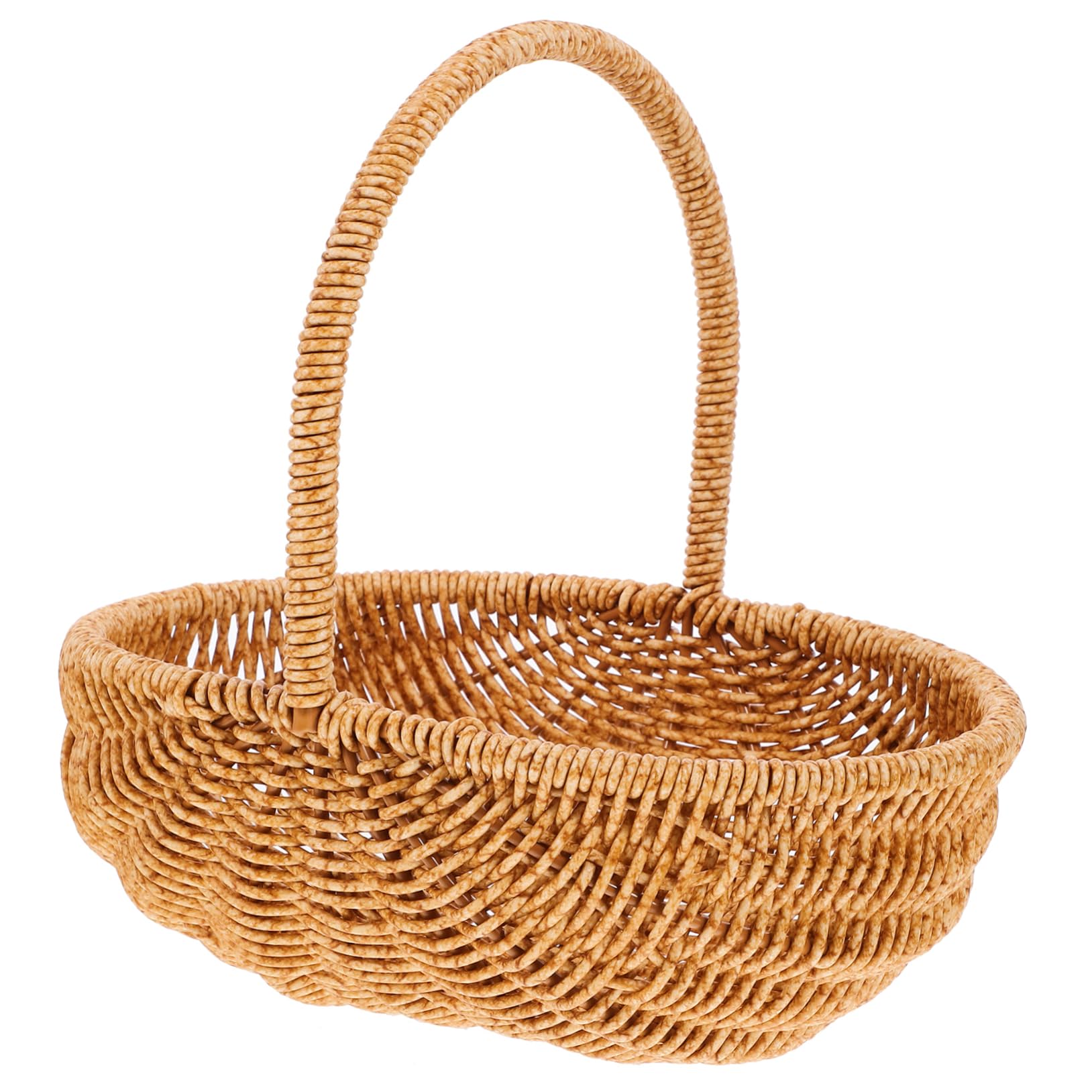 Small Wicker Basket with Handle: Hand Woven Harvest Basket Woven Storage Basket Wicker Flower Basket Fruit Picnic Basket Willow Basket for Wedding Party 25cm