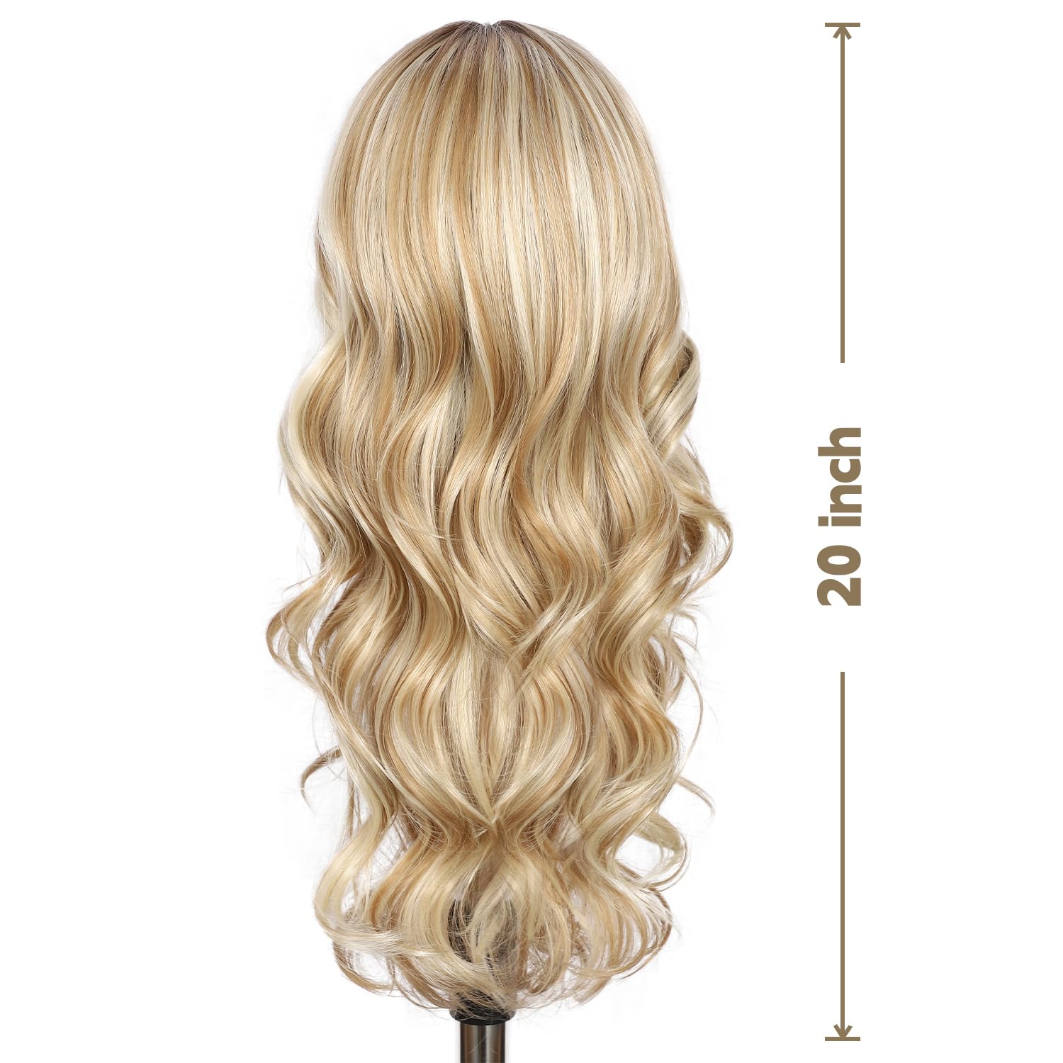 Sapphirewigs Blond peruka z koronką na przodzie 13x4 Syntetyczne peruki Body Wave Mix Blond Lace Front włosy z wypłukanymi włoskami Do noszenia na co dzień Impreza Randka Boże Narodzenie 56 cm