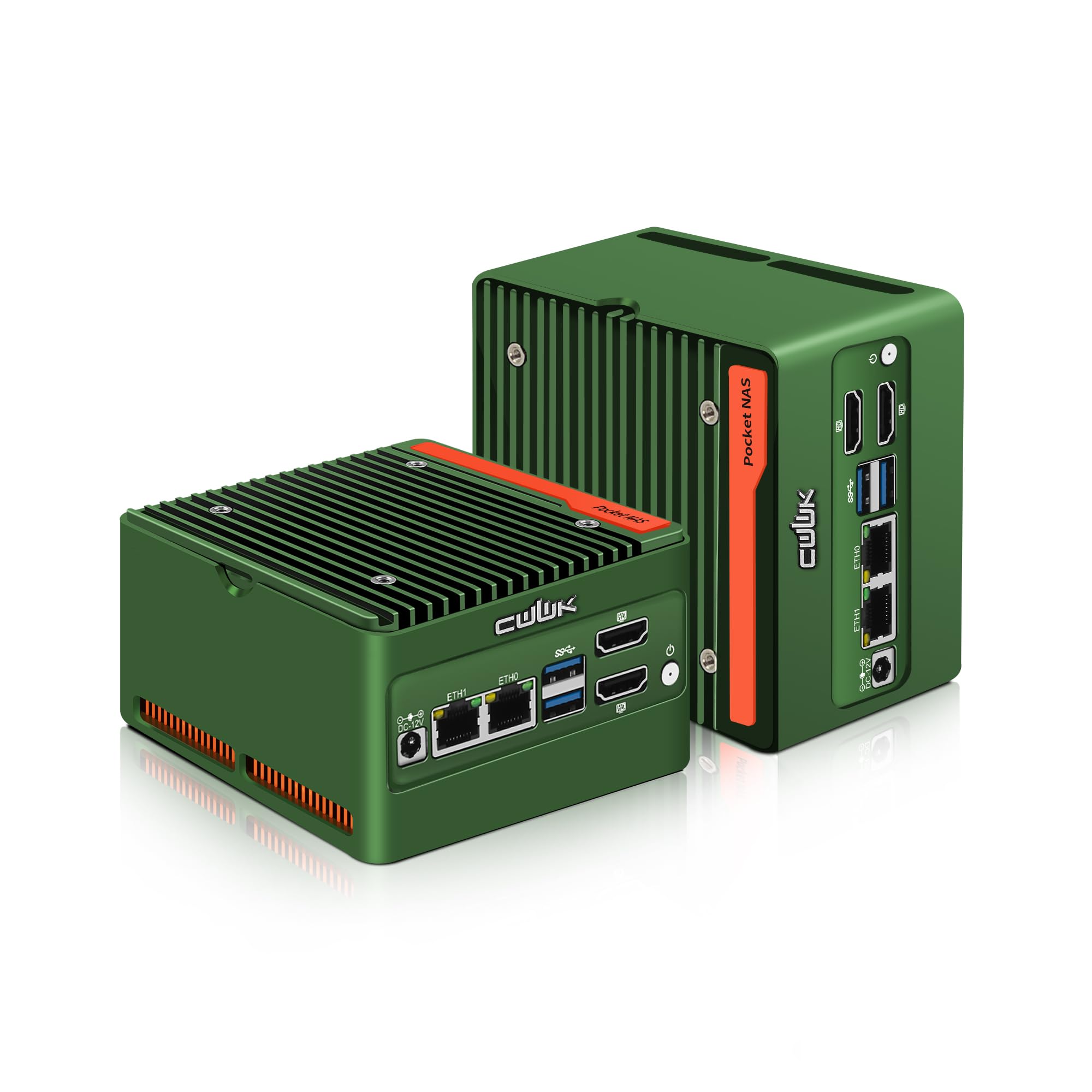 CWWK N355 Mini PC (Upgraded N305) X86-P5 Pocket NAS, 4 X M.2 NVMe Mini Computer con 2 X i226-V 2.5GbE LAN, Barebone Micro PC DDR5 NO RAM/SSD/OS, WiFi7/BT5.4 Expandable, 2 Display