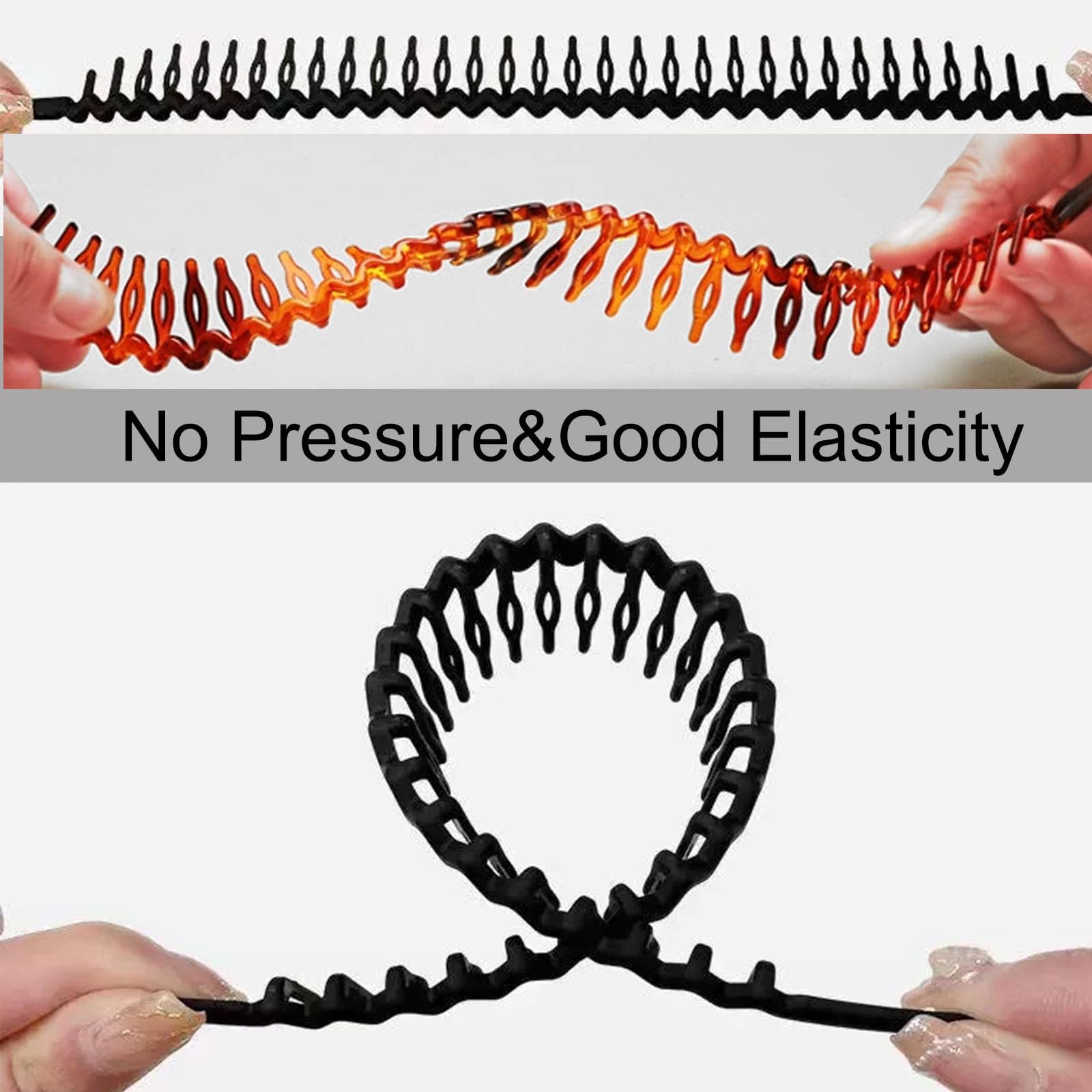 TELAIN 4-Pack Zigzag Headbands for Women Girls, and Men Plastic Hair Clips with Teeth, Thin Zigzag Headbands - Image 3