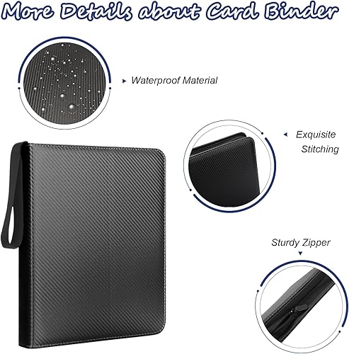 Miniatura 2 de 9 Pockets Trading Card Binder, 990 Pockets Card Binder with Sleeves Card Organizer, Card Collection Binder with Zipper Baseball Card Binder for