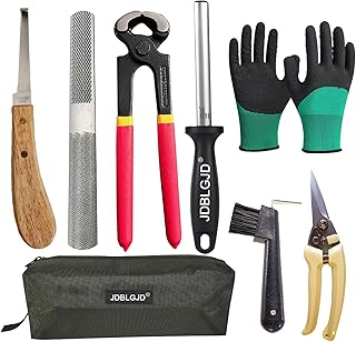 8 inch Farrier Hoof Tool Kit Farrier Tool Kit（8 Piece）Professional Hoof Knife Sharpener Horse Farrier Tools Farrier Hoof Nippers Mini goat hoof rasp file Pig Equine Metal Shear Cutter Handle Knife