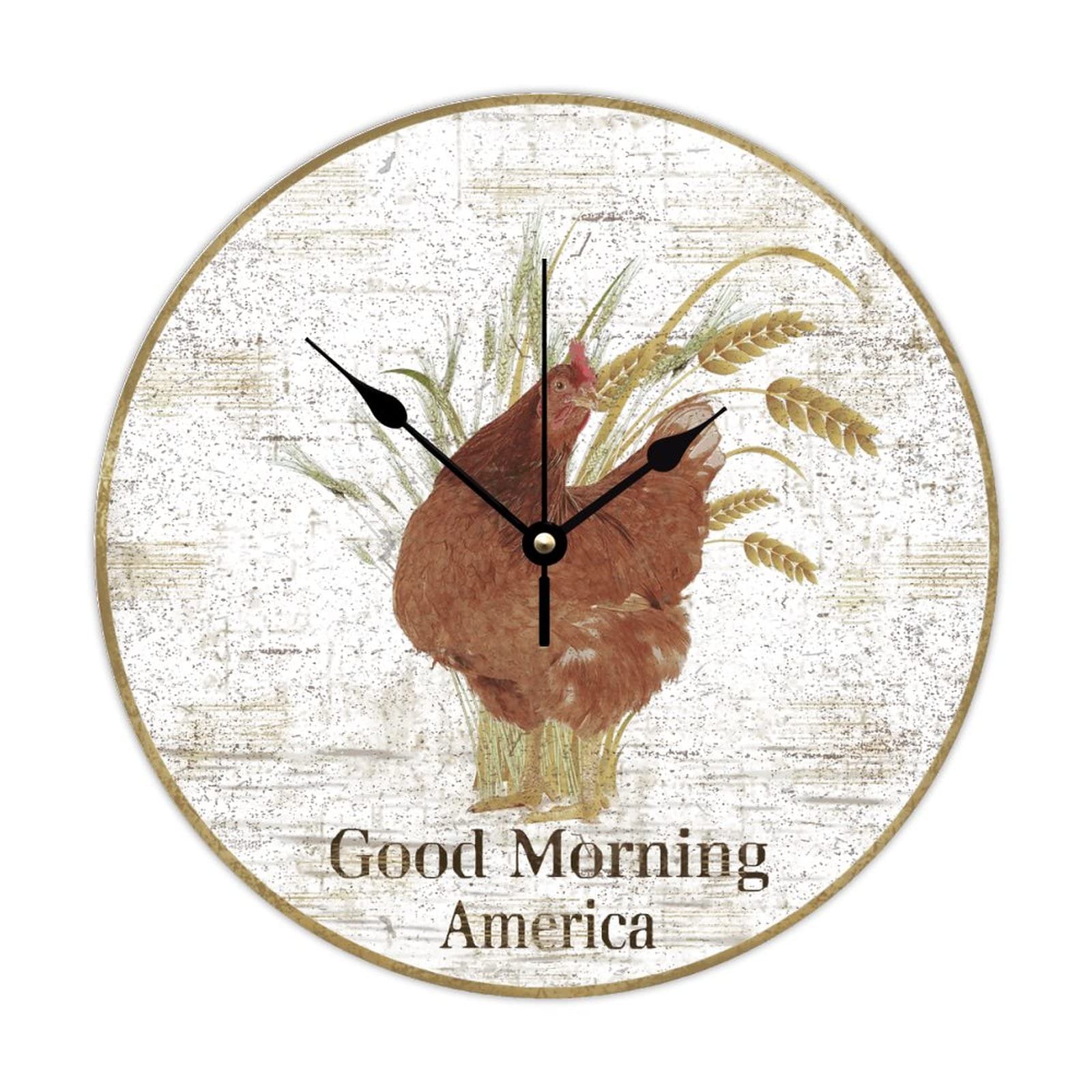 Horloge murale silencieuse sans tic-tac en bois décor Coq