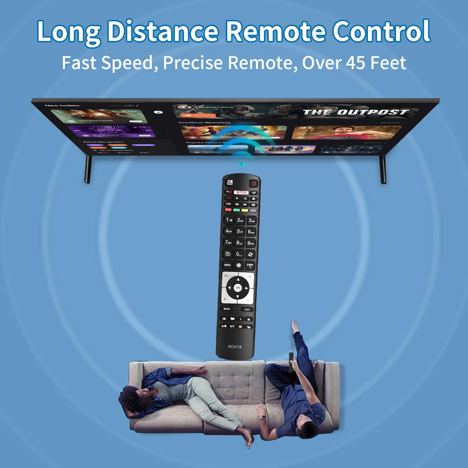 ALLIMITY Telecomando RC5118F Sostitutivo Per TV Alba, Polaroid, Finlux, Hitachi, Telefunken, Digihome - Con Tasti Netflix E YouTube - 2