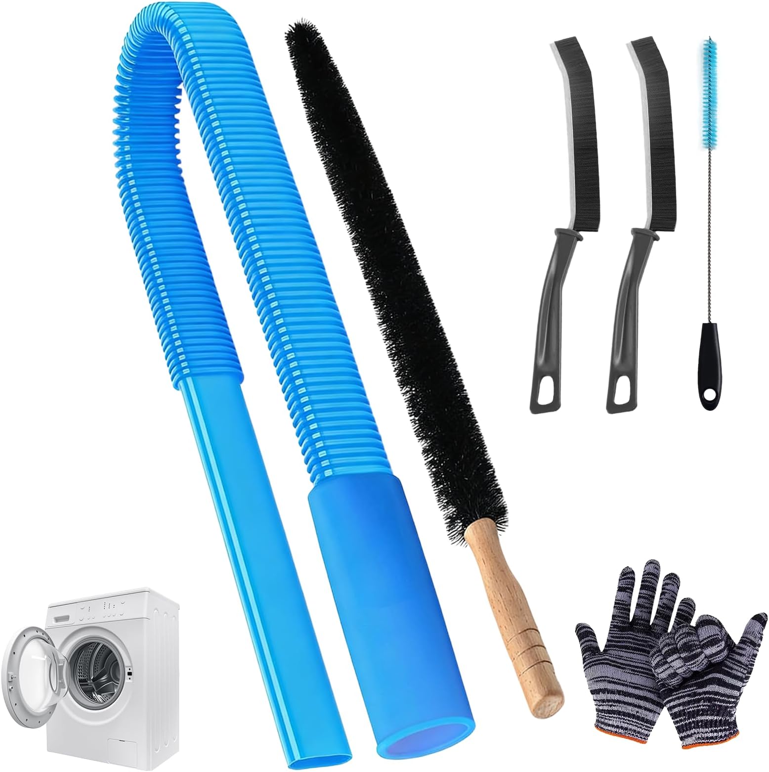 6-Pack Dryer Vent Cleaner Kit, Universal Tumble Dryer Lint Brush Vacuum Hose Attachment, Vent Cleaner Brush Lint Remover Power Washer and Dryer Vent Vacuum Hose Connecting Pipe Cleaning Kit