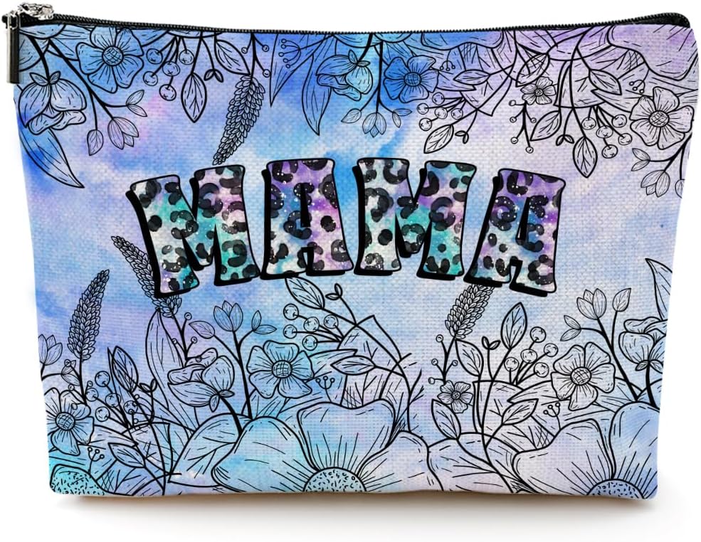 Mama Gifts Floral Makeup Bag Mama Gifts Mom Gifts Cosmetic Bag Mothers Day Mama Appreciation Toiletry Bag Gifts for Mom Birthday Thank You Gifts for Women Female Her New Mom Mommy Mummy Mammy Mam Multicolor 024